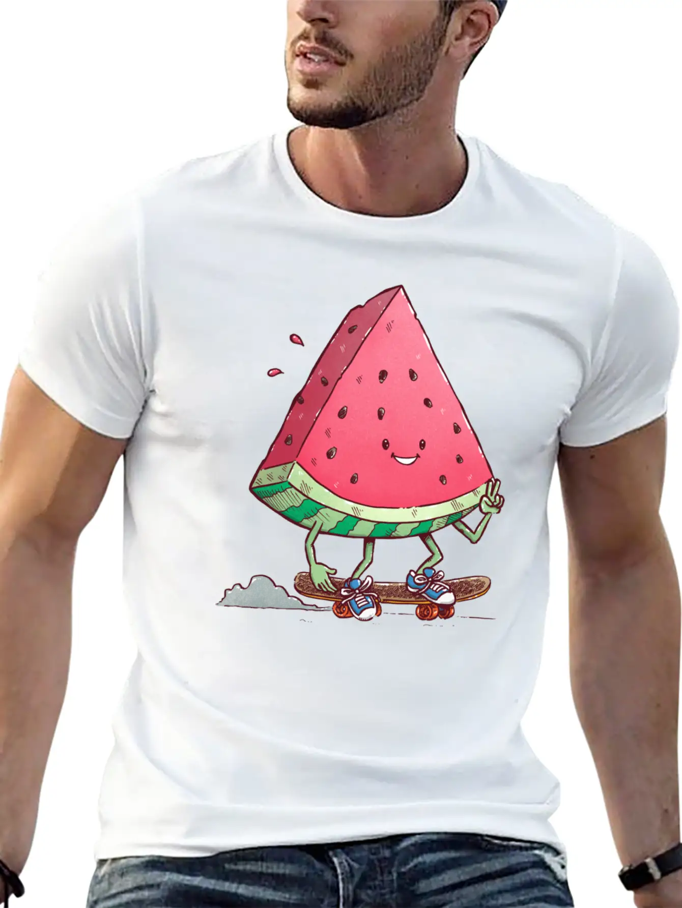 Watermelon Slice Skater Unisex Casual T-Shirt – Clean Design For Daily Comfort