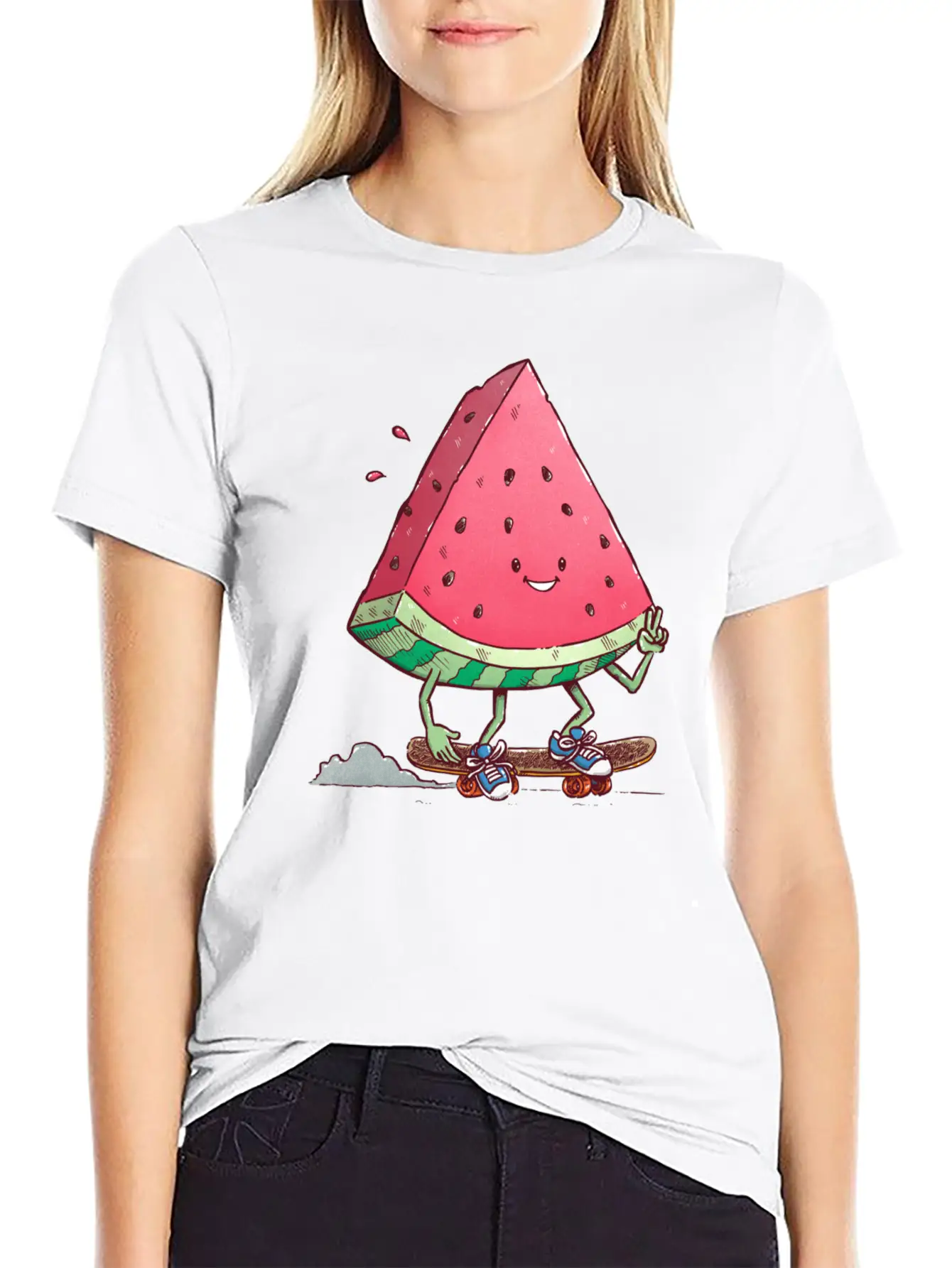 Watermelon Slice Skater Unisex Casual T-Shirt – Clean Design For Daily Comfort