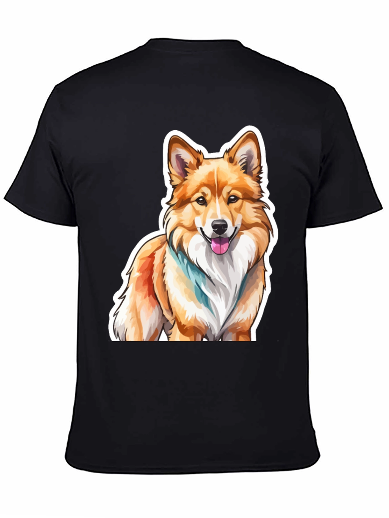 Corgi Dog Graphic Black T-Shirt