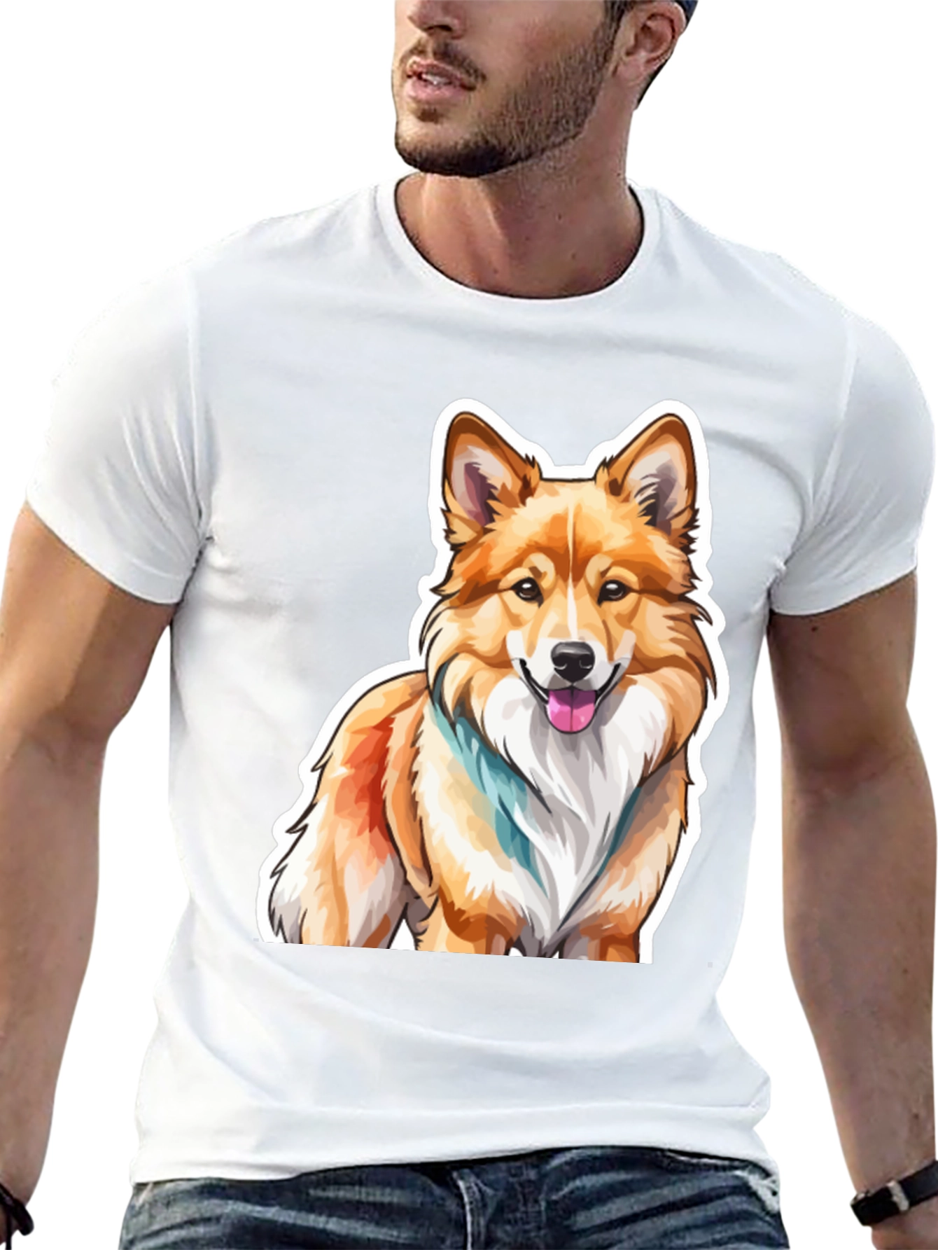 Corgi Dog Graphic Black T-Shirt