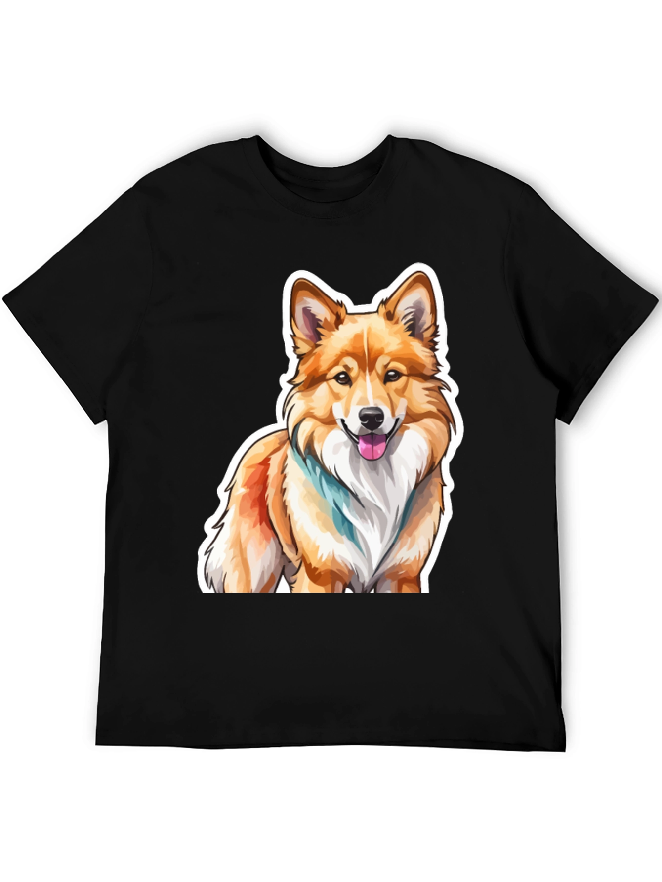 Corgi Dog Graphic Black T-Shirt