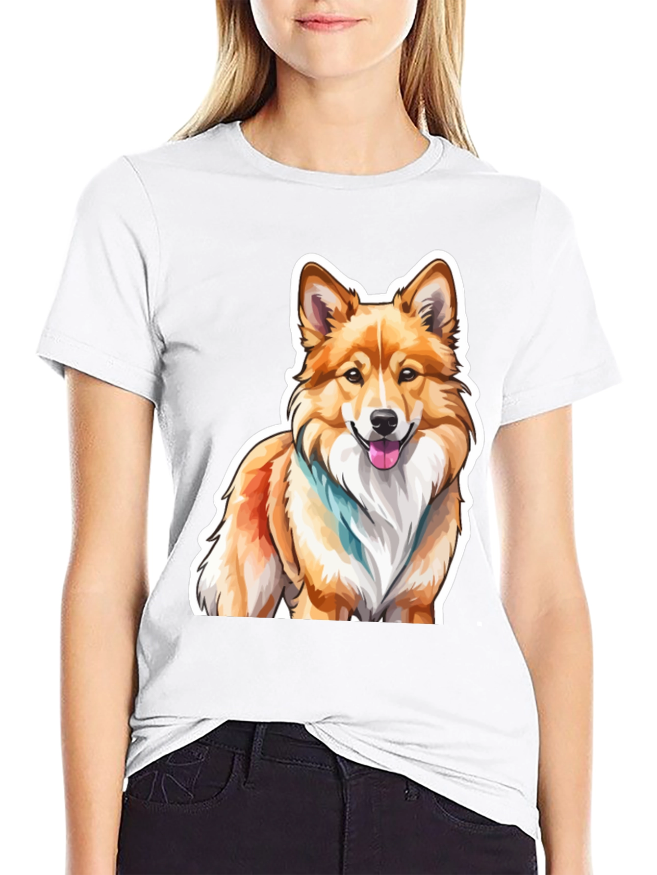 Corgi Dog Graphic Black T-Shirt