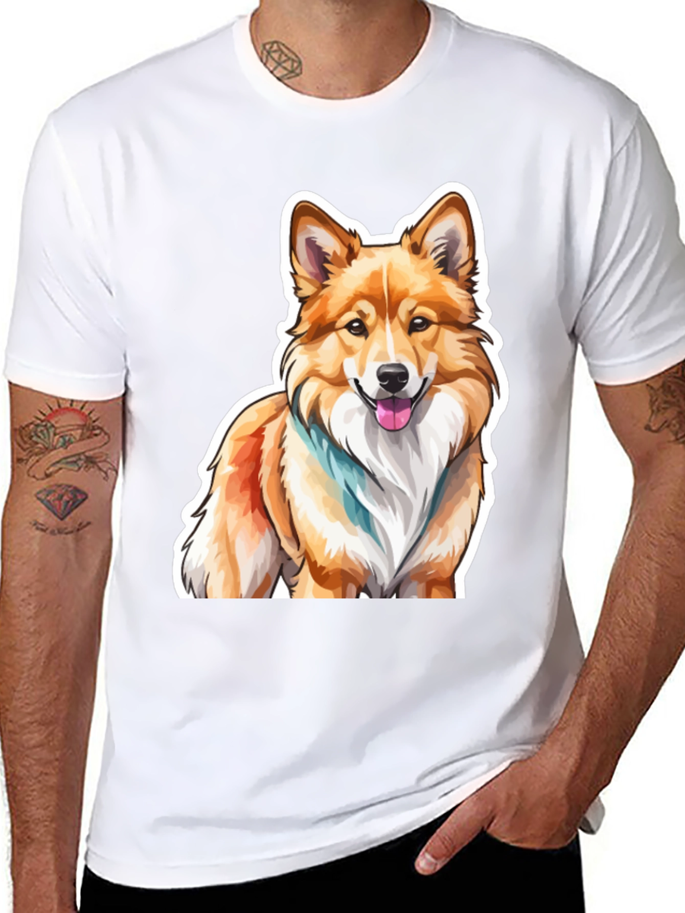 Corgi Dog Graphic Black T-Shirt