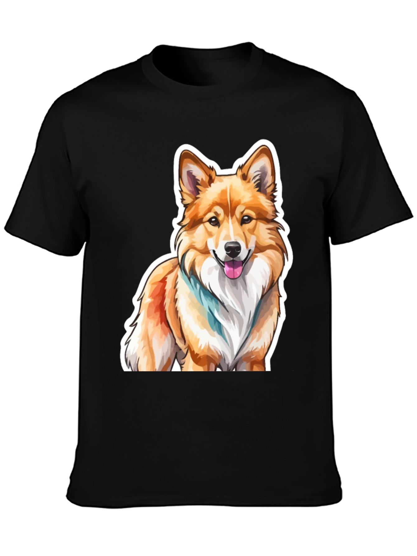 Corgi Dog Graphic Black T-Shirt