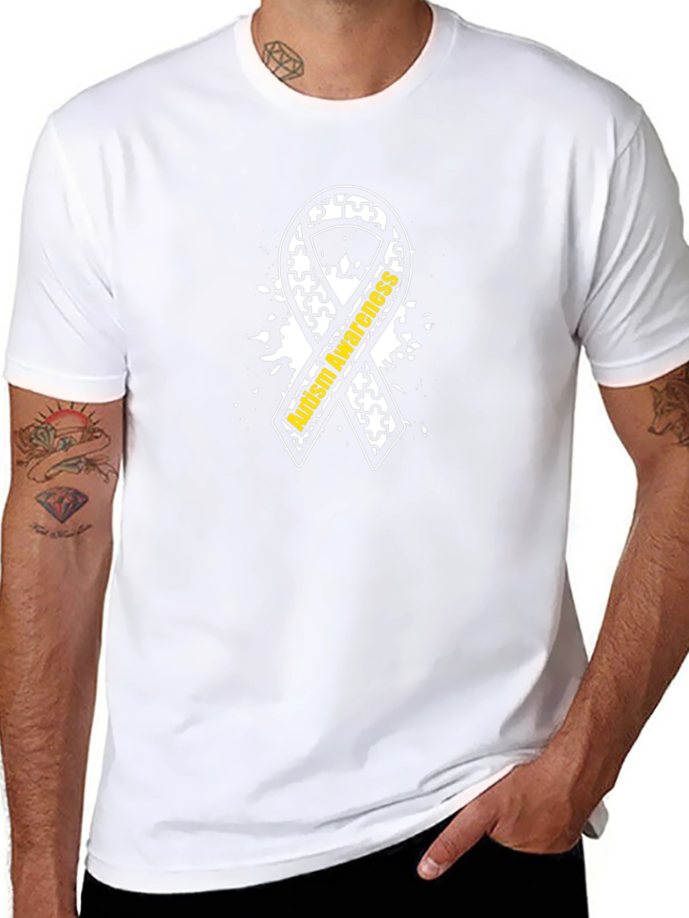 Autism Awareness Ribbon T-Shirt - Puzzle Piece Design