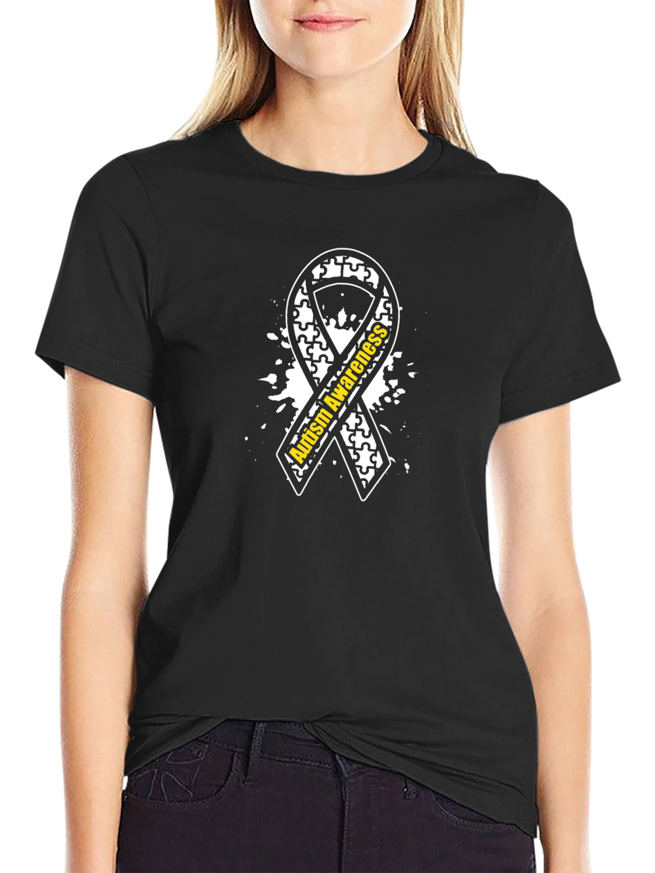 Autism Awareness Ribbon T-Shirt - Puzzle Piece Design