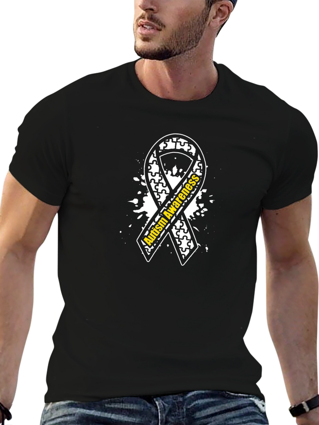 Autism Awareness Ribbon T-Shirt - Puzzle Piece Design