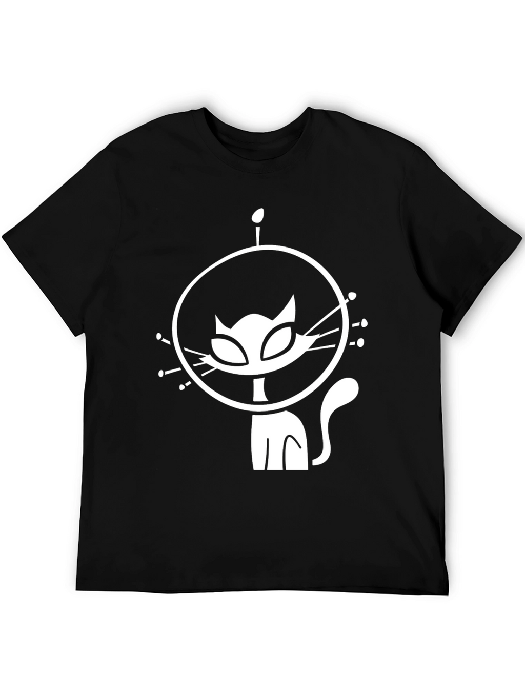 Astronaut Cat Graphic T-Shirt - Black Cotton Tee