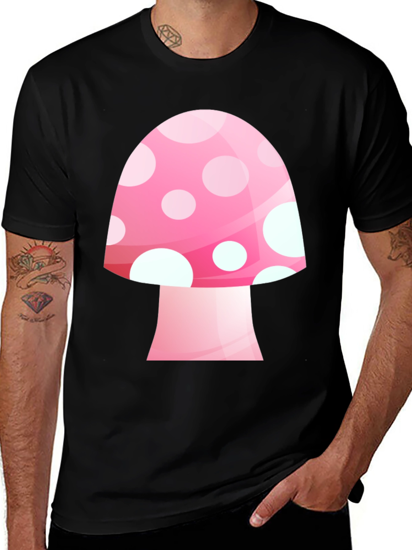 Mushroom Graphic Tee - Pink Funky Style