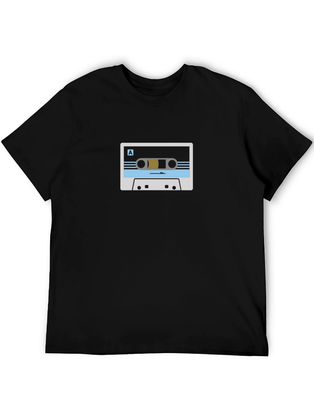 Retro Mixtape Graphic Tee - Black Cotton Blend T-Shirt