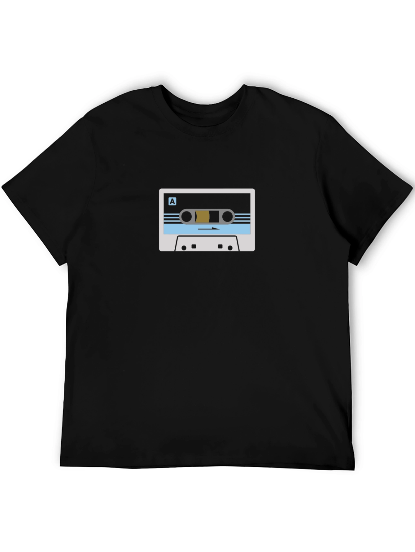 Retro Mixtape Graphic Tee - Black Cotton Blend T-Shirt