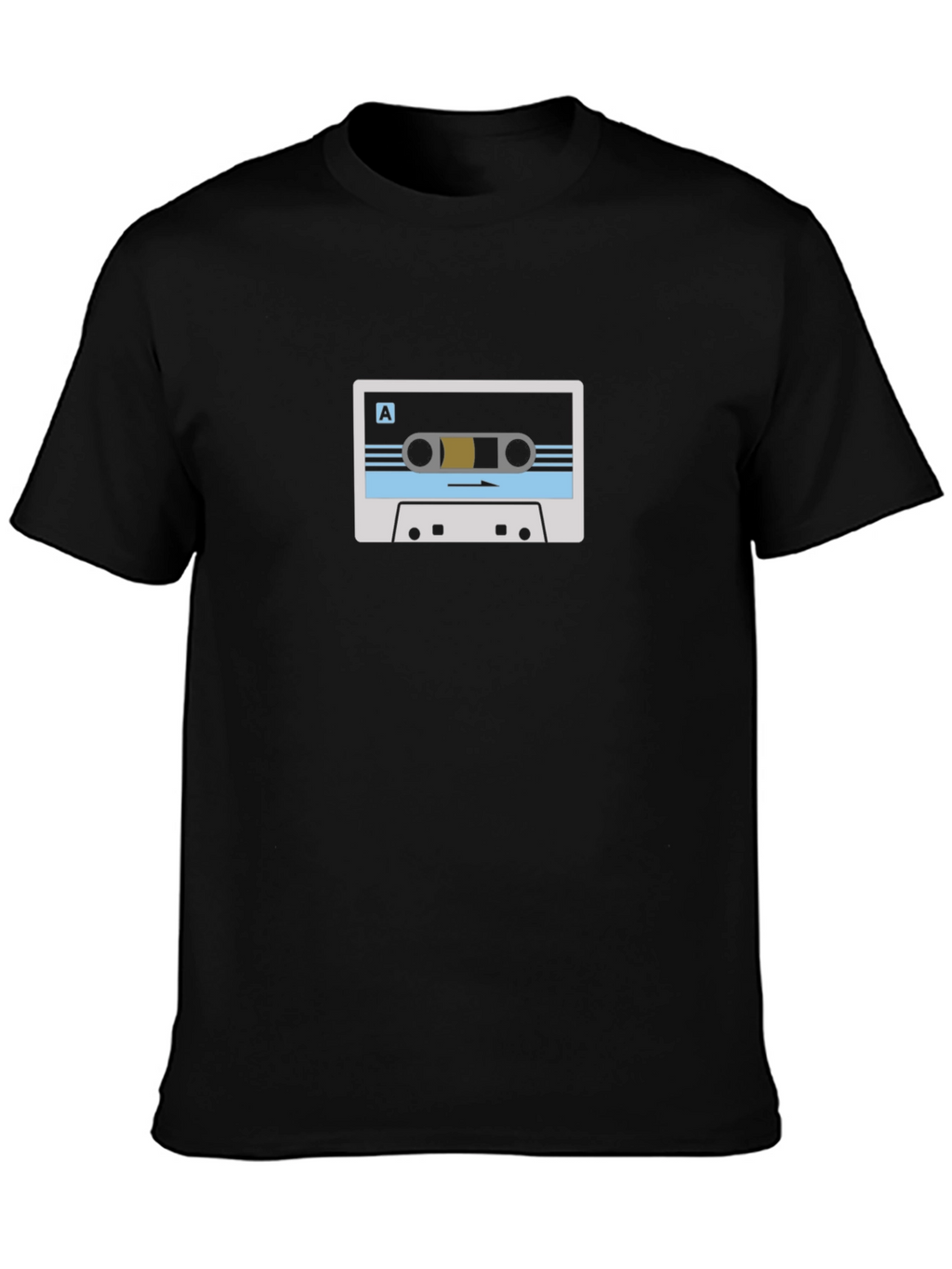 Retro Mixtape Graphic Tee - Black Cotton Blend T-Shirt