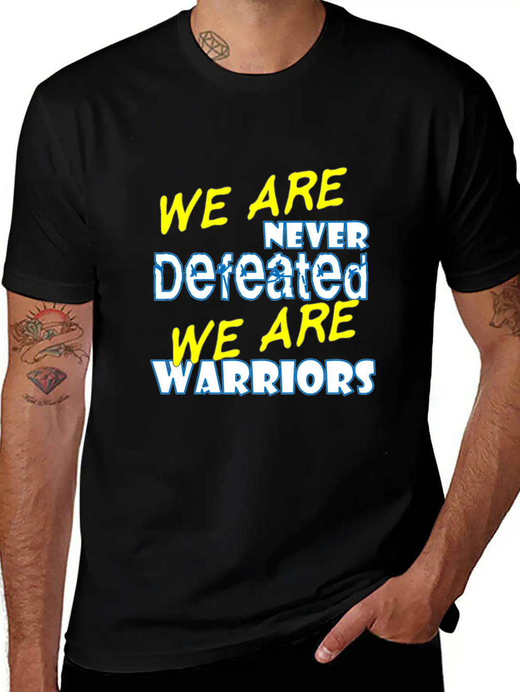 We Are Never Defeated We Are Warriors Unisex Short Sleeve Soft Cotton T-Shirt – Casual Everyday Wear