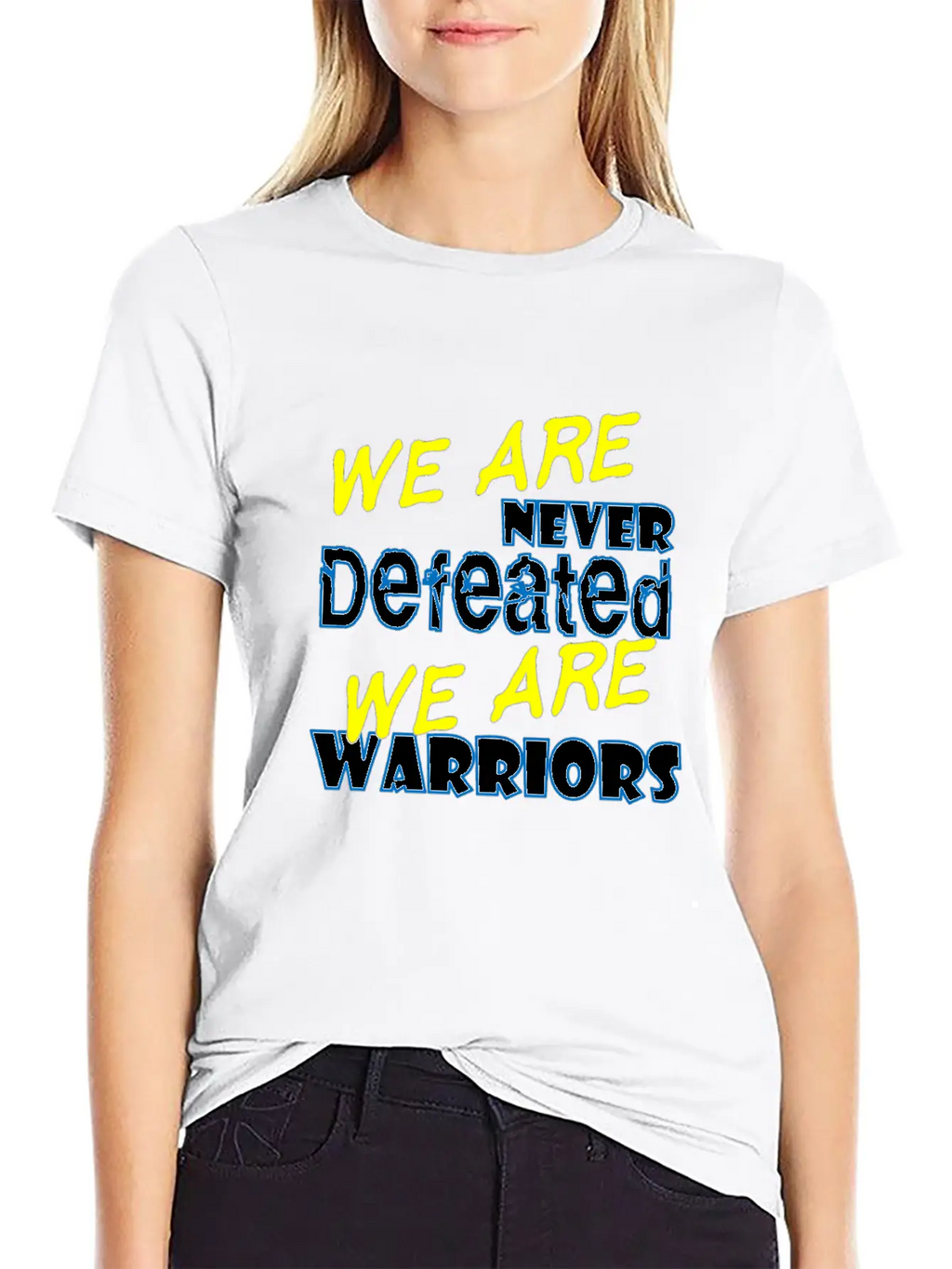 We Are Never Defeated We Are Warriors Unisex Short Sleeve Soft Cotton T-Shirt – Casual Everyday Wear