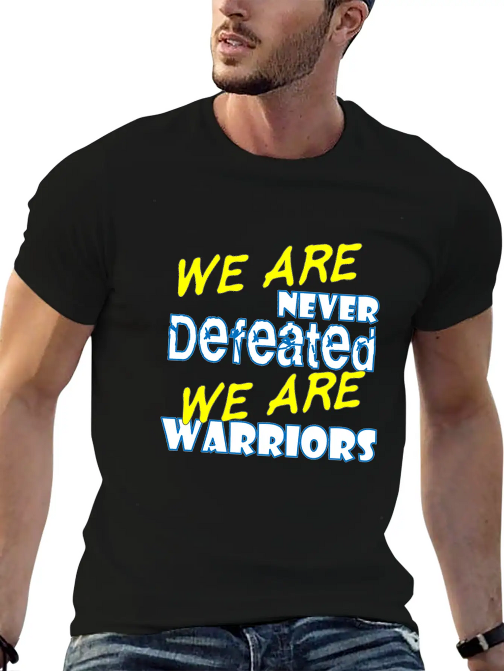 We Are Never Defeated We Are Warriors Unisex Short Sleeve Soft Cotton T-Shirt – Casual Everyday Wear