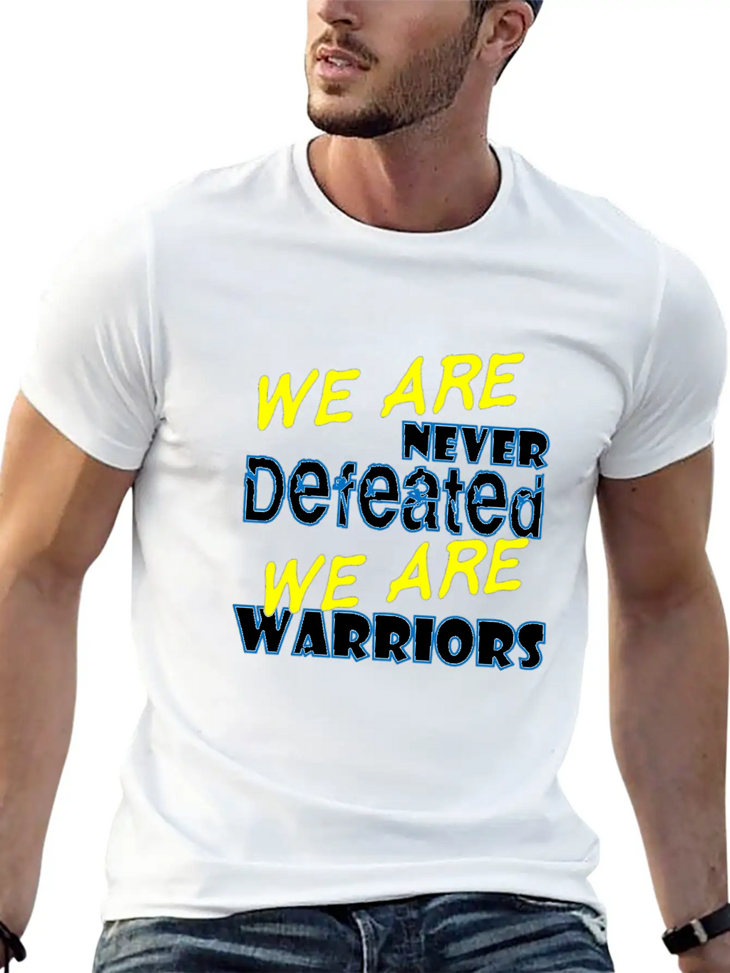 We Are Never Defeated We Are Warriors Unisex Short Sleeve Soft Cotton T-Shirt – Casual Everyday Wear
