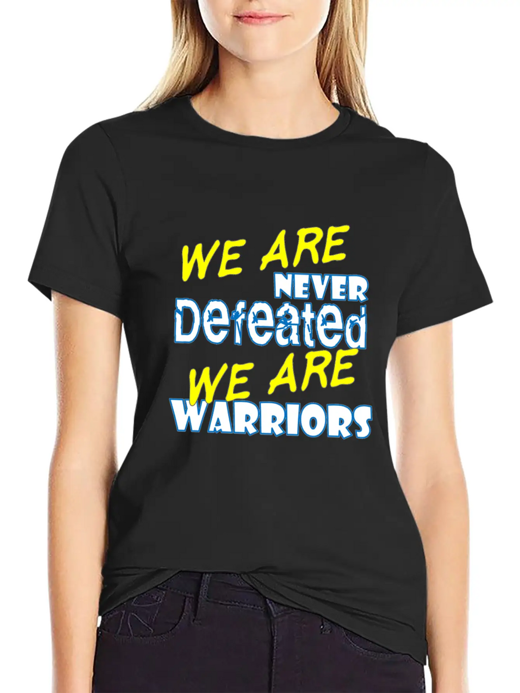 We Are Never Defeated We Are Warriors Unisex Short Sleeve Soft Cotton T-Shirt – Casual Everyday Wear