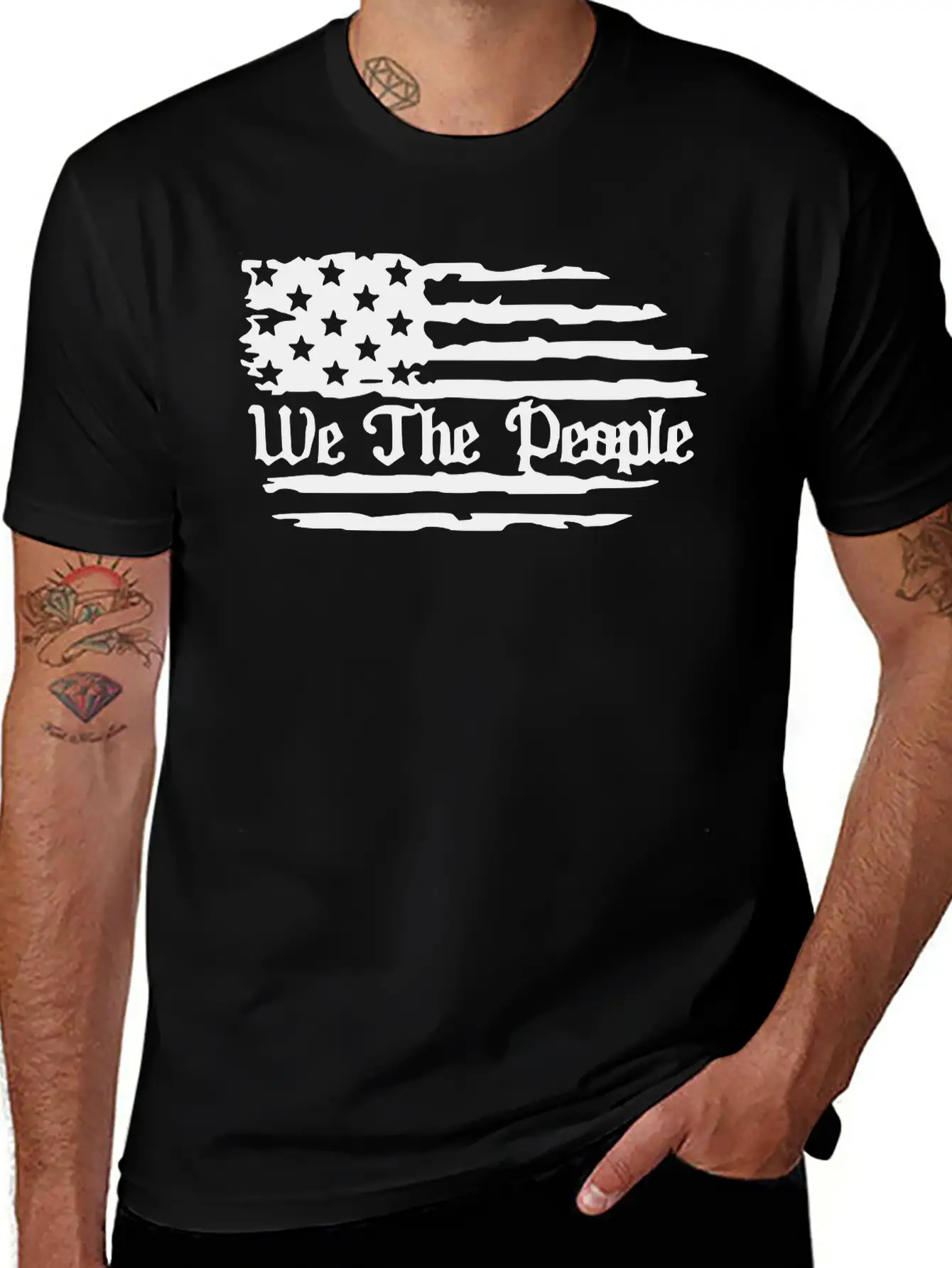 We The People American Flag Unisex Short Sleeve Soft Cotton T-Shirt – Casual Everyday Wear