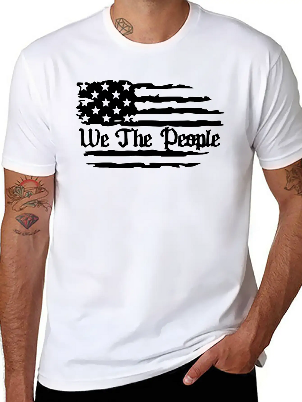 We The People American Flag Unisex Short Sleeve Soft Cotton T-Shirt – Casual Everyday Wear