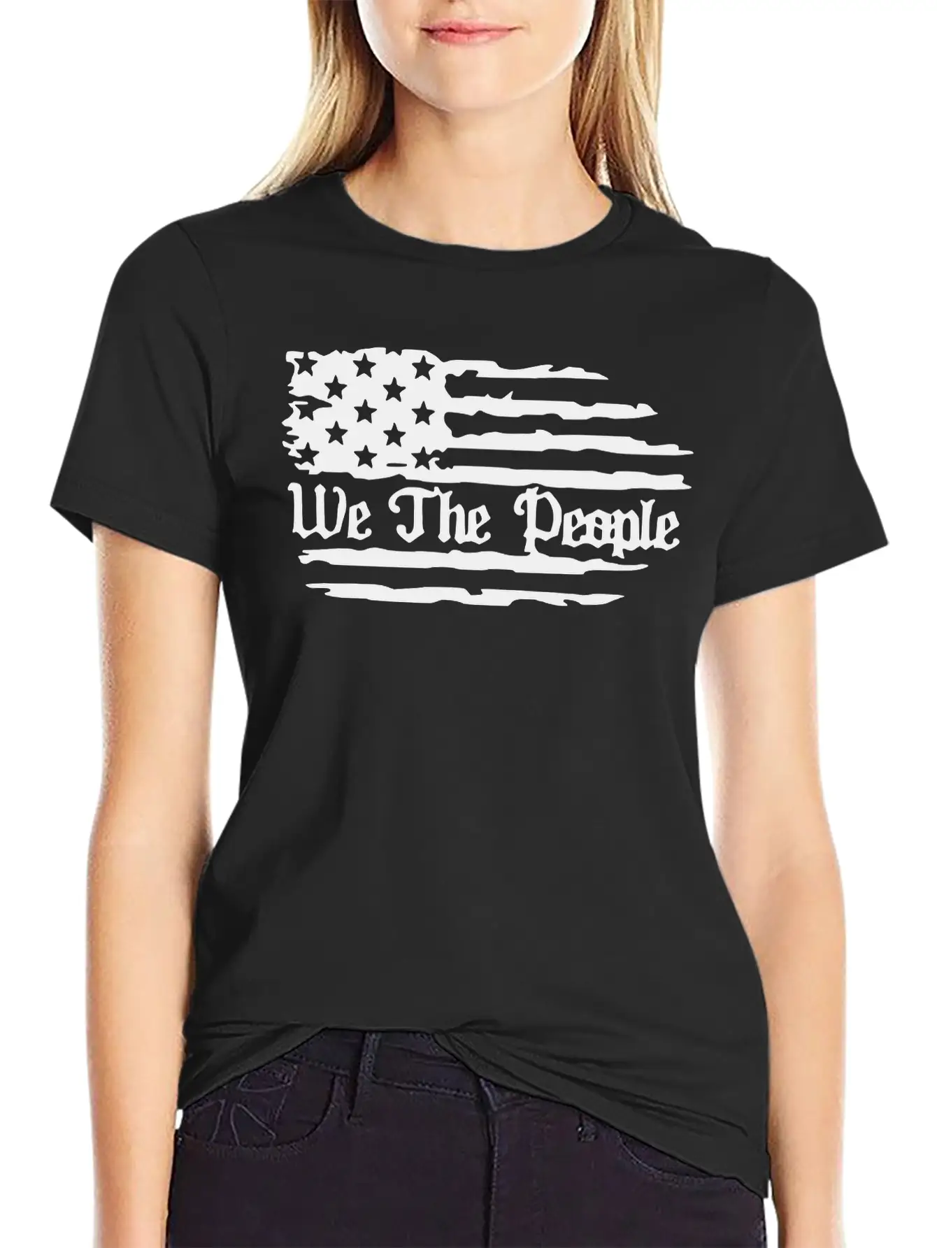 We The People American Flag Unisex Short Sleeve Soft Cotton T-Shirt – Casual Everyday Wear