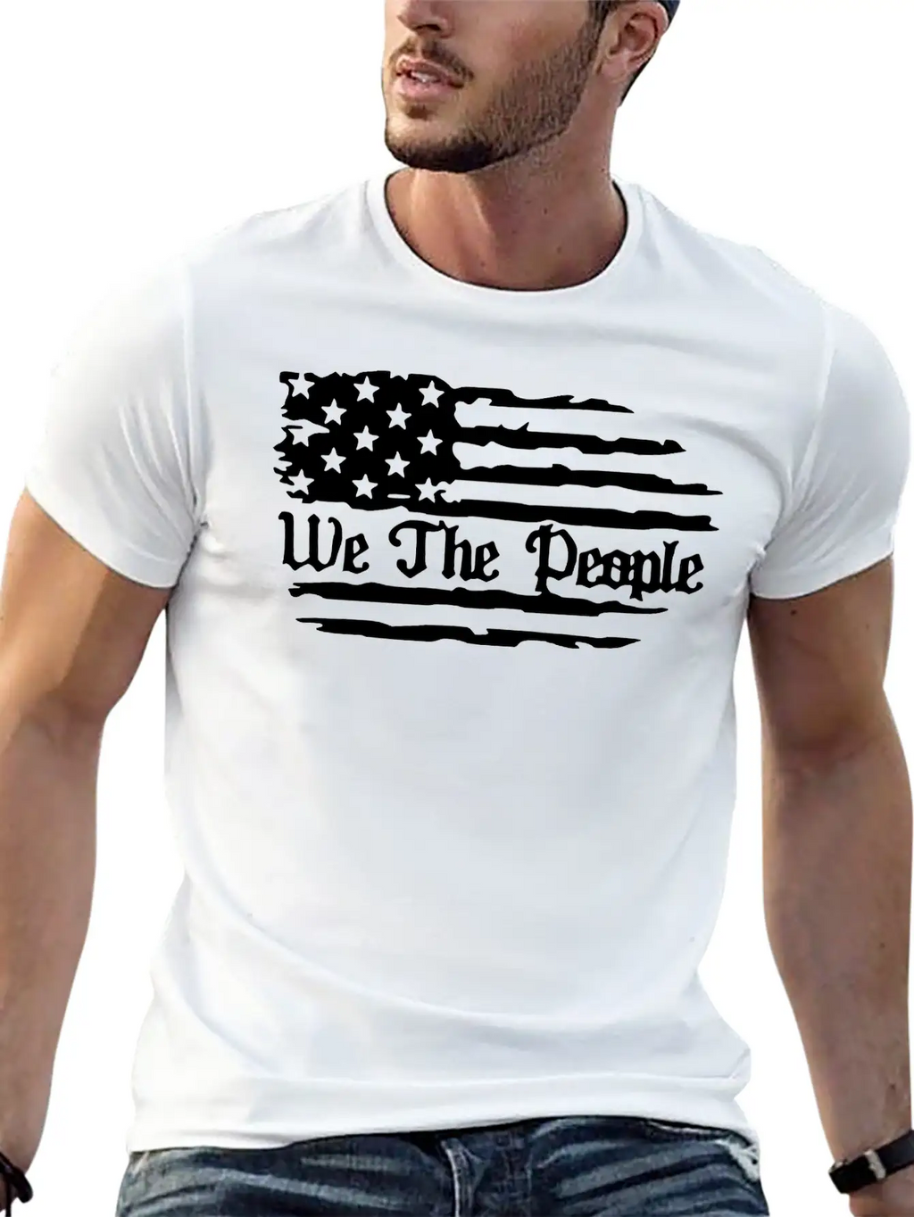 We The People American Flag Unisex Short Sleeve Soft Cotton T-Shirt – Casual Everyday Wear