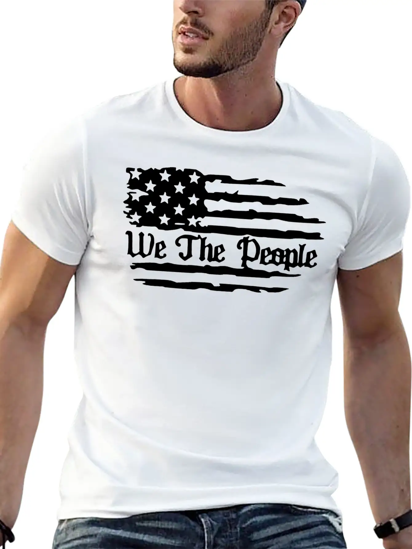 We The People American Flag Unisex Short Sleeve Soft Cotton T-Shirt – Casual Everyday Wear