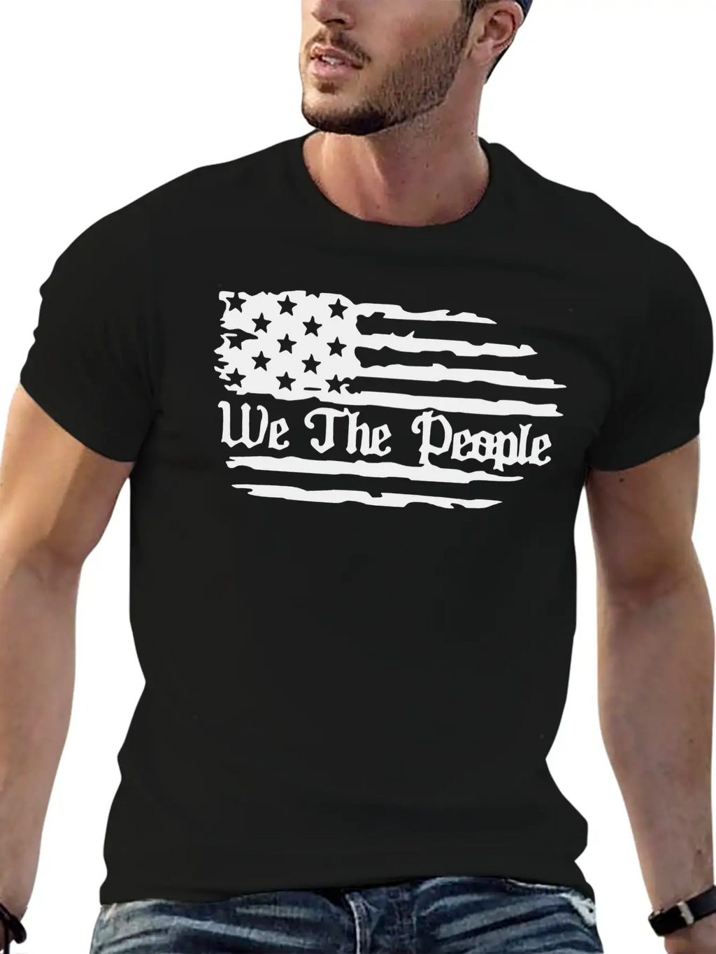 We The People American Flag Unisex Short Sleeve Soft Cotton T-Shirt – Casual Everyday Wear