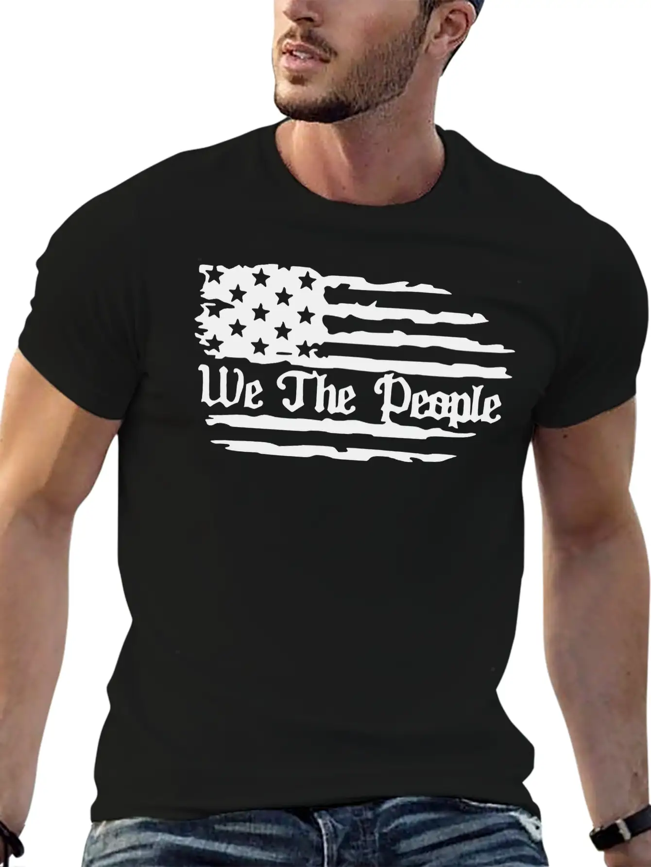 We The People American Flag Unisex Short Sleeve Soft Cotton T-Shirt – Casual Everyday Wear