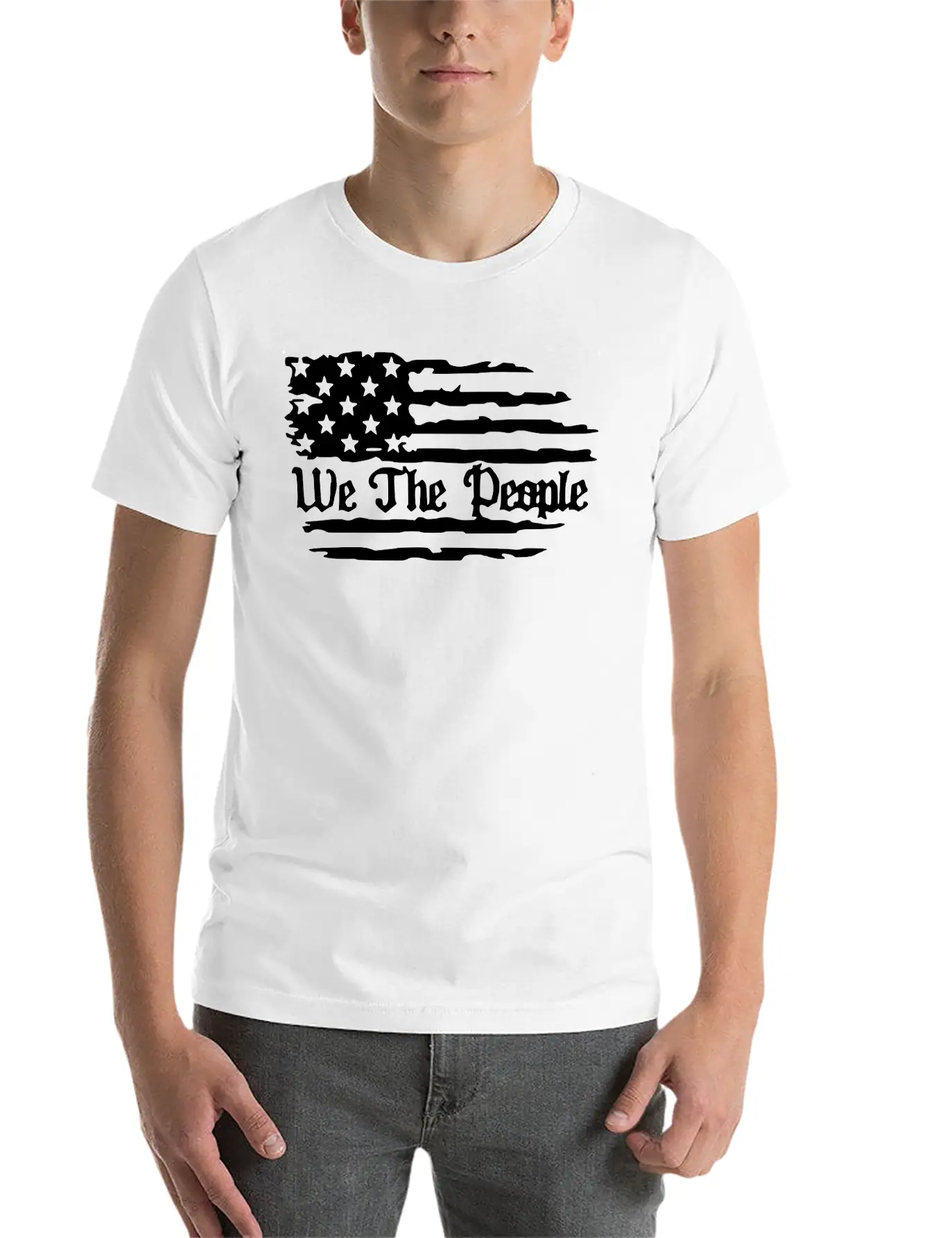 We The People American Flag Unisex Short Sleeve Soft Cotton T-Shirt – Casual Everyday Wear