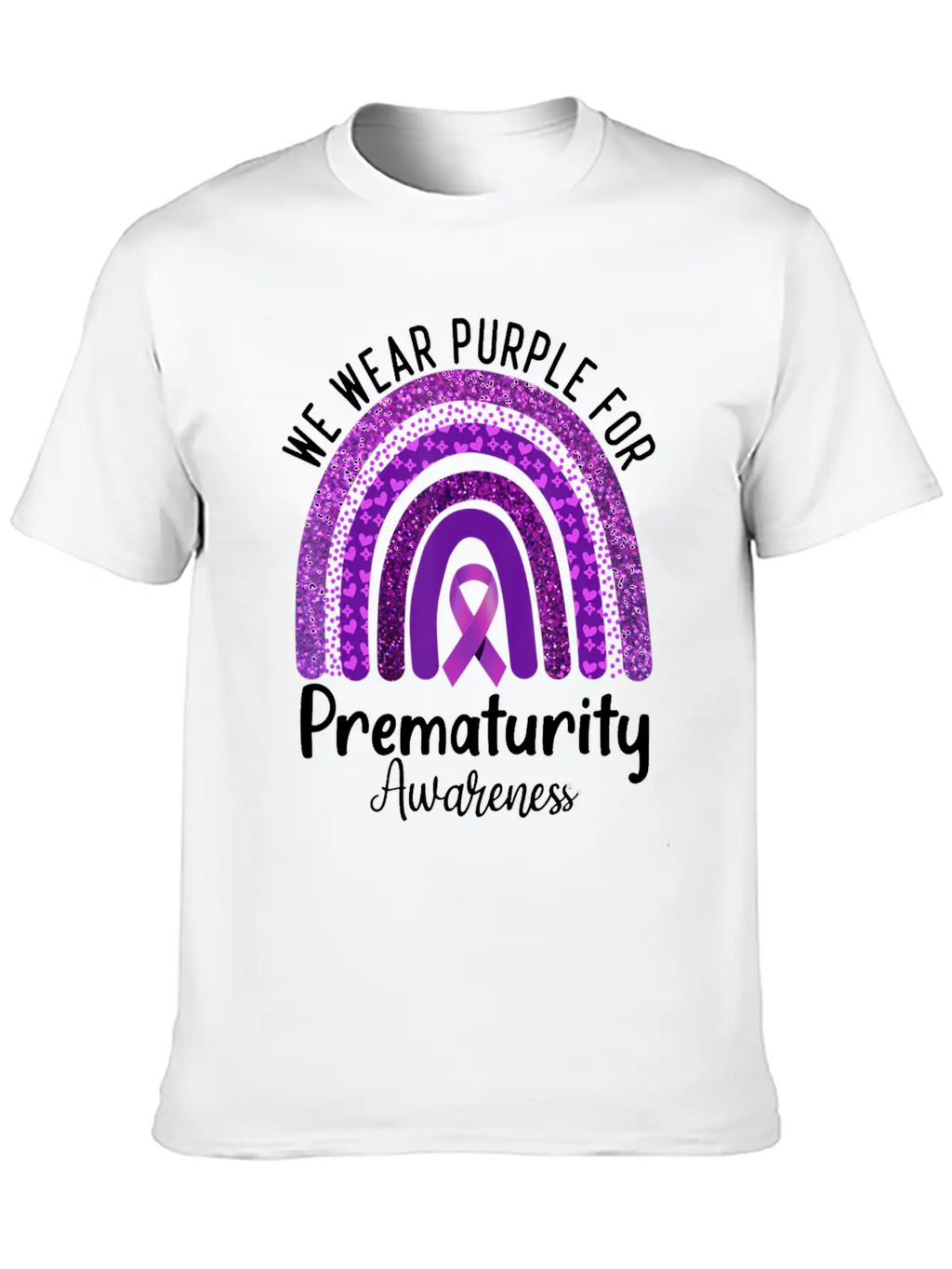 We Wear Purple Rainbow For Prematurity Awareness Stylish Everyday T-Shirt – Unisex Basic Cotton Tee