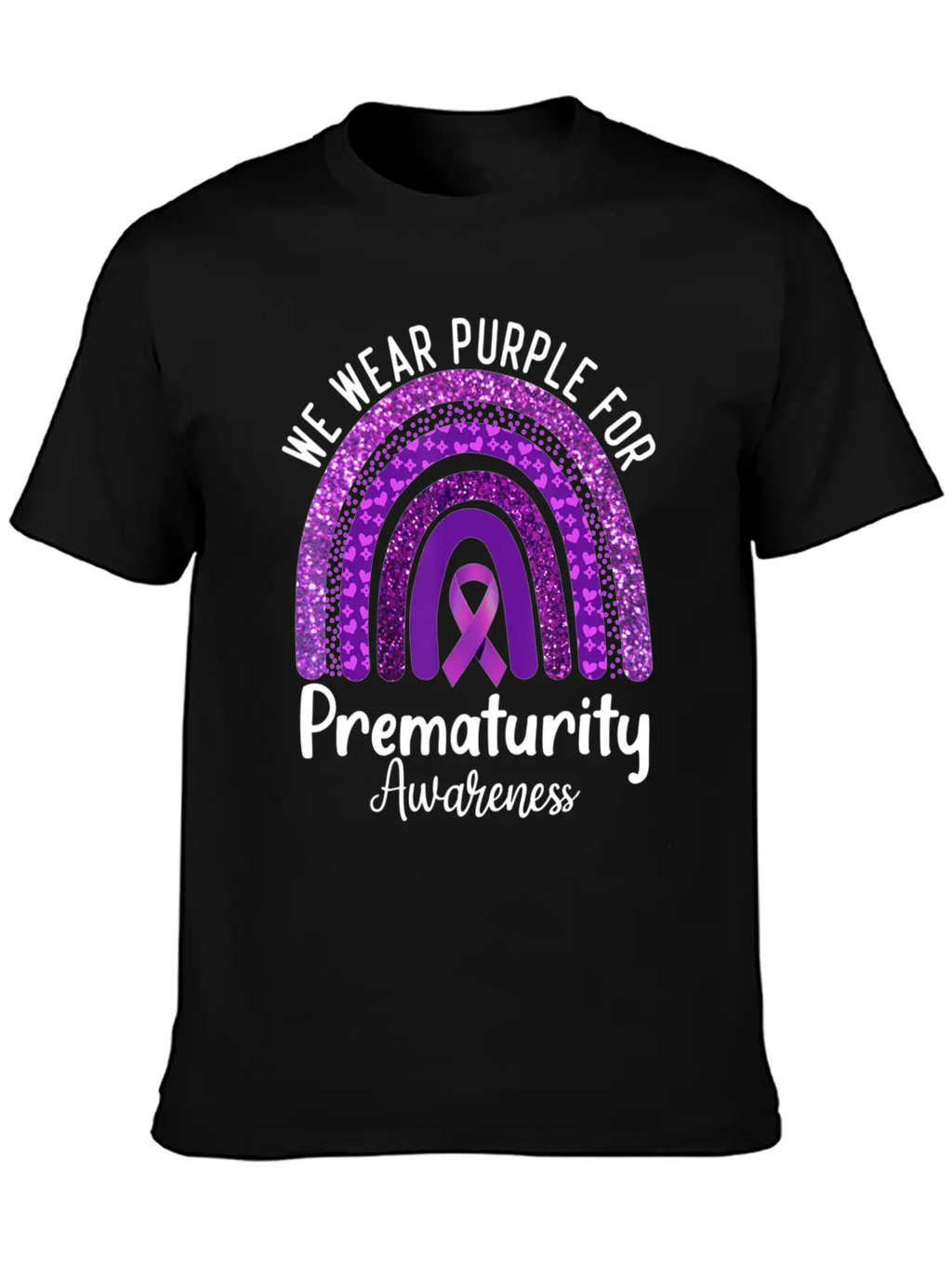 We Wear Purple Rainbow For Prematurity Awareness Stylish Everyday T-Shirt – Unisex Basic Cotton Tee