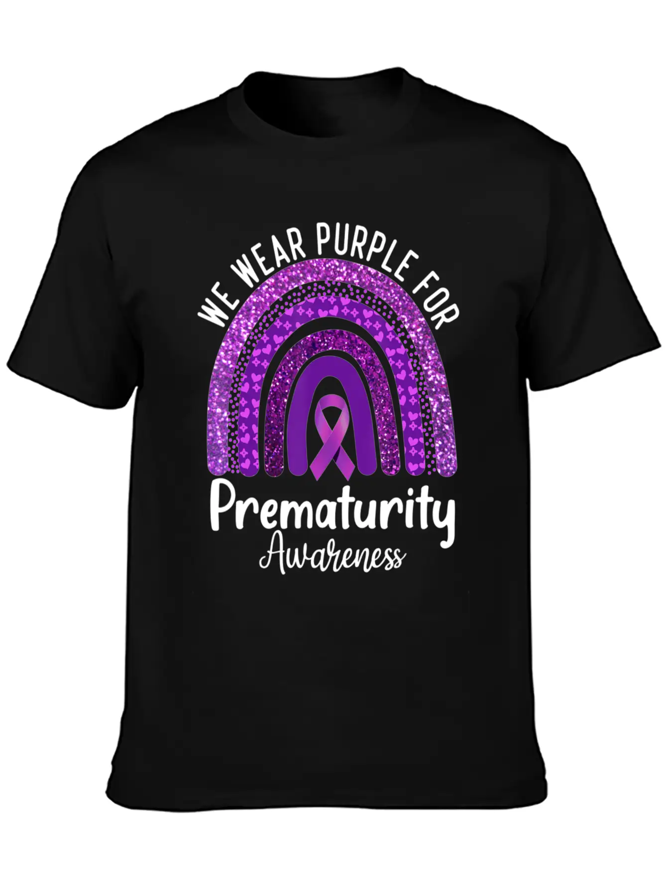 We Wear Purple Rainbow For Prematurity Awareness Stylish Everyday T-Shirt – Unisex Basic Cotton Tee
