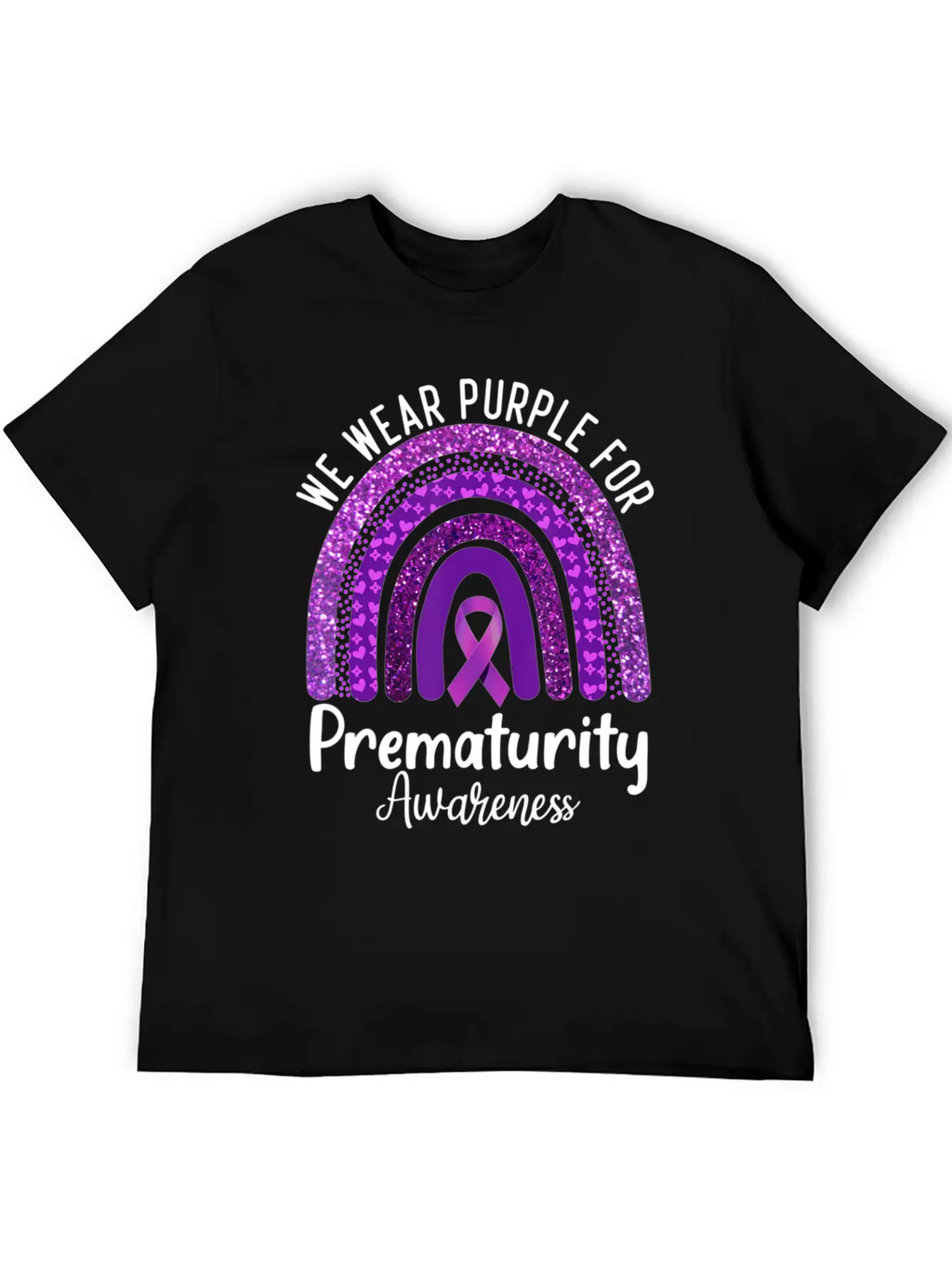 We Wear Purple Rainbow For Prematurity Awareness Stylish Everyday T-Shirt – Unisex Basic Cotton Tee