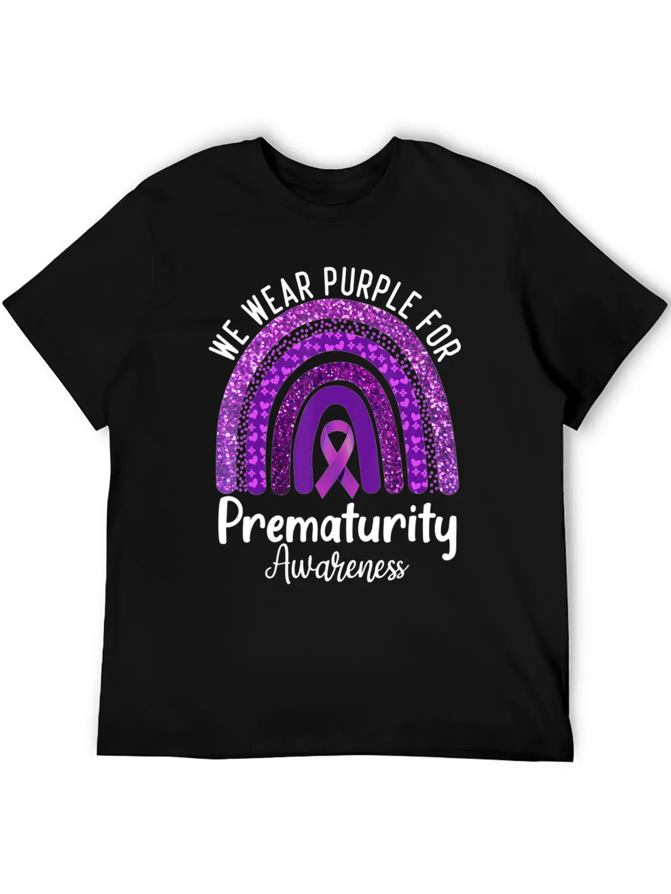 We Wear Purple Rainbow For Prematurity Awareness Stylish Everyday T-Shirt – Unisex Basic Cotton Tee
