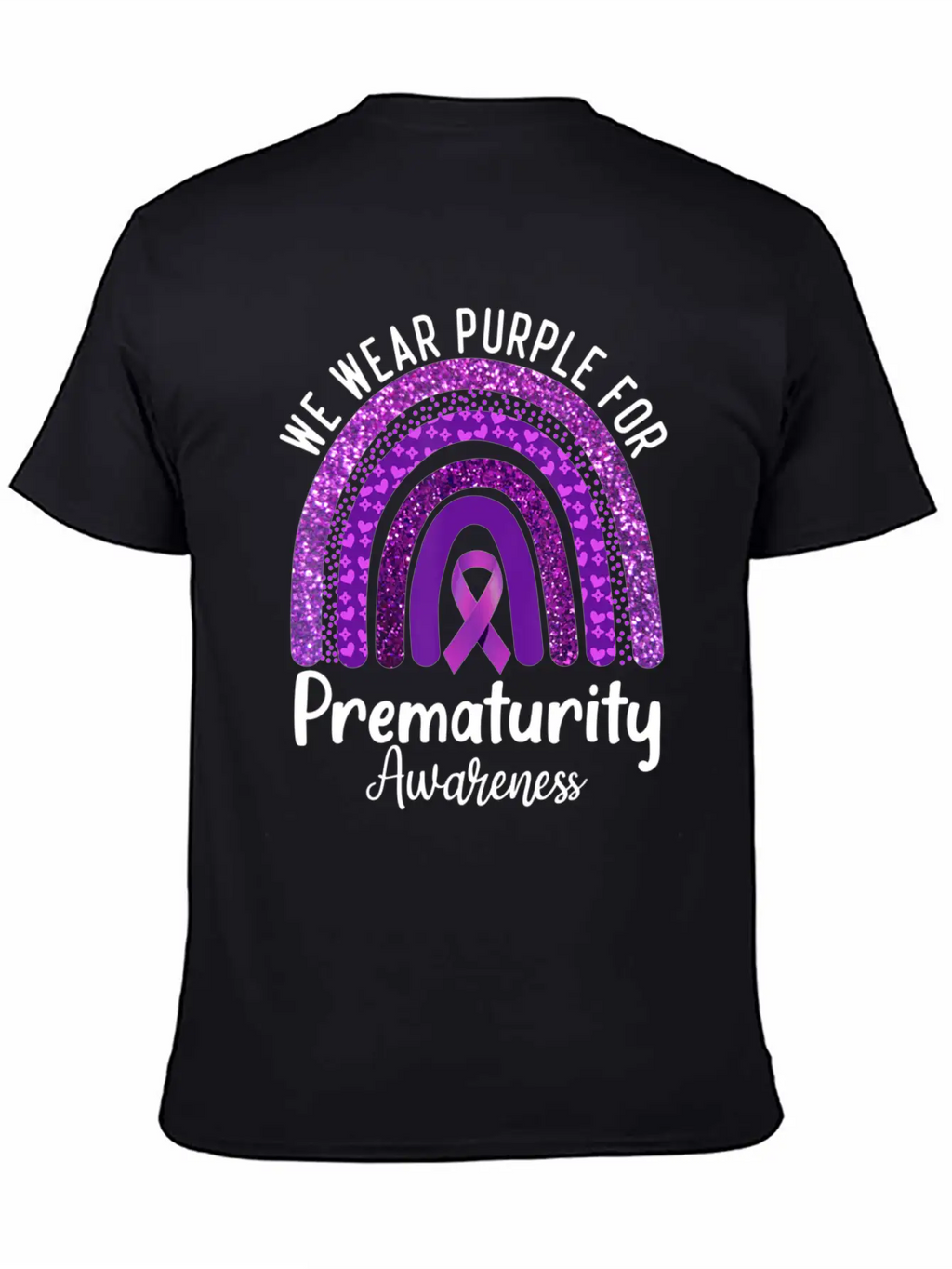 We Wear Purple Rainbow For Prematurity Awareness Stylish Everyday T-Shirt – Unisex Basic Cotton Tee