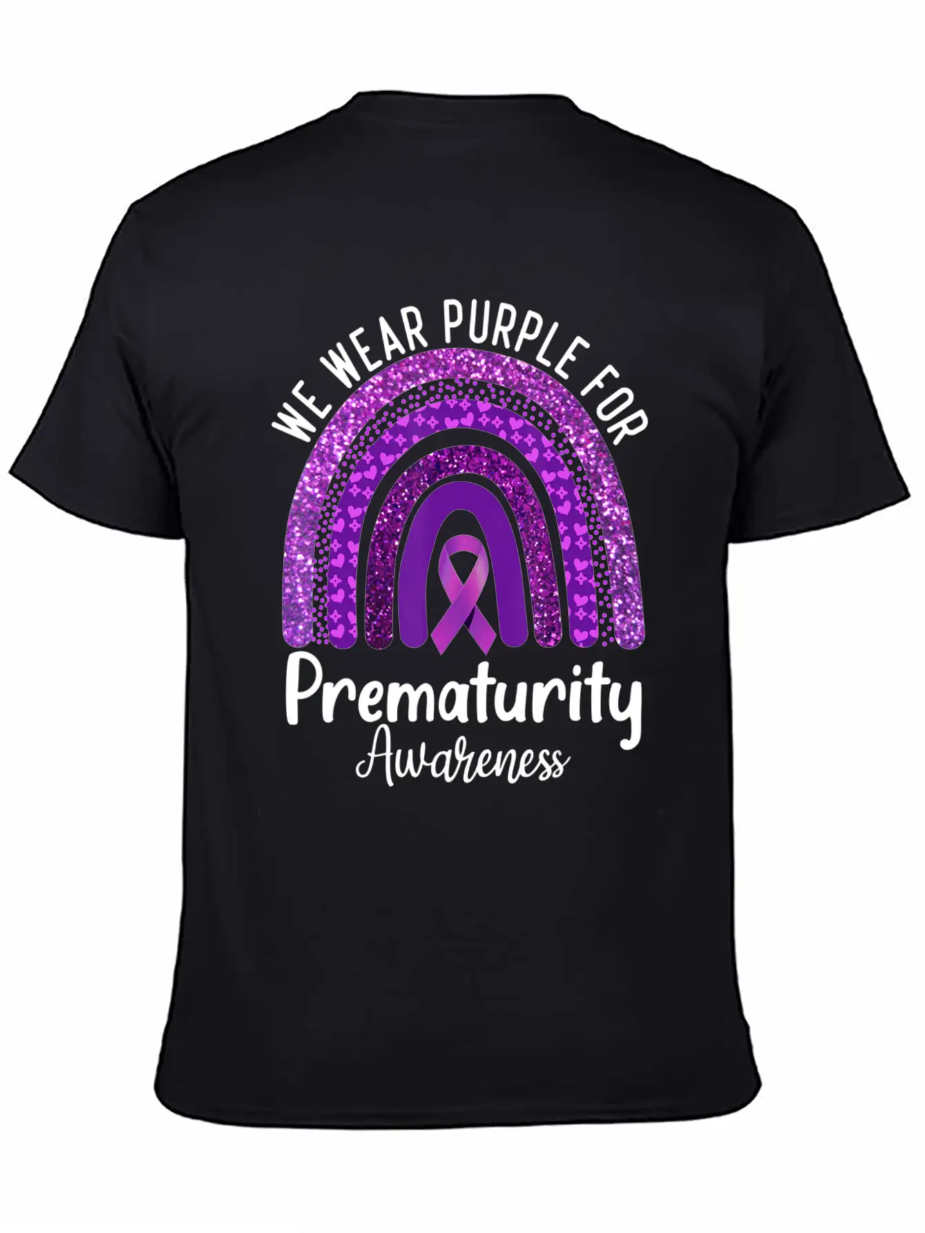 We Wear Purple Rainbow For Prematurity Awareness Stylish Everyday T-Shirt – Unisex Basic Cotton Tee