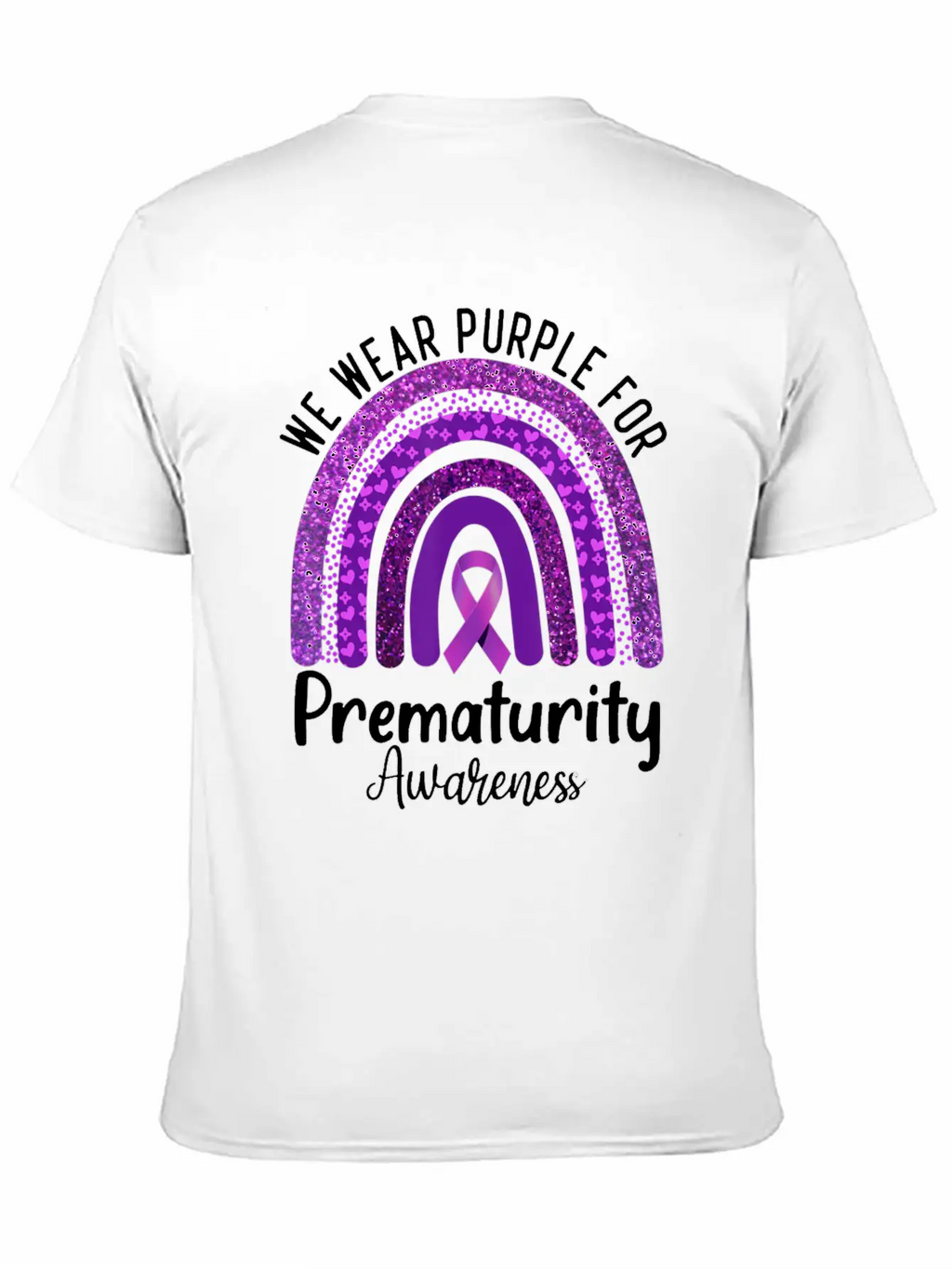 We Wear Purple Rainbow For Prematurity Awareness Stylish Everyday T-Shirt – Unisex Basic Cotton Tee
