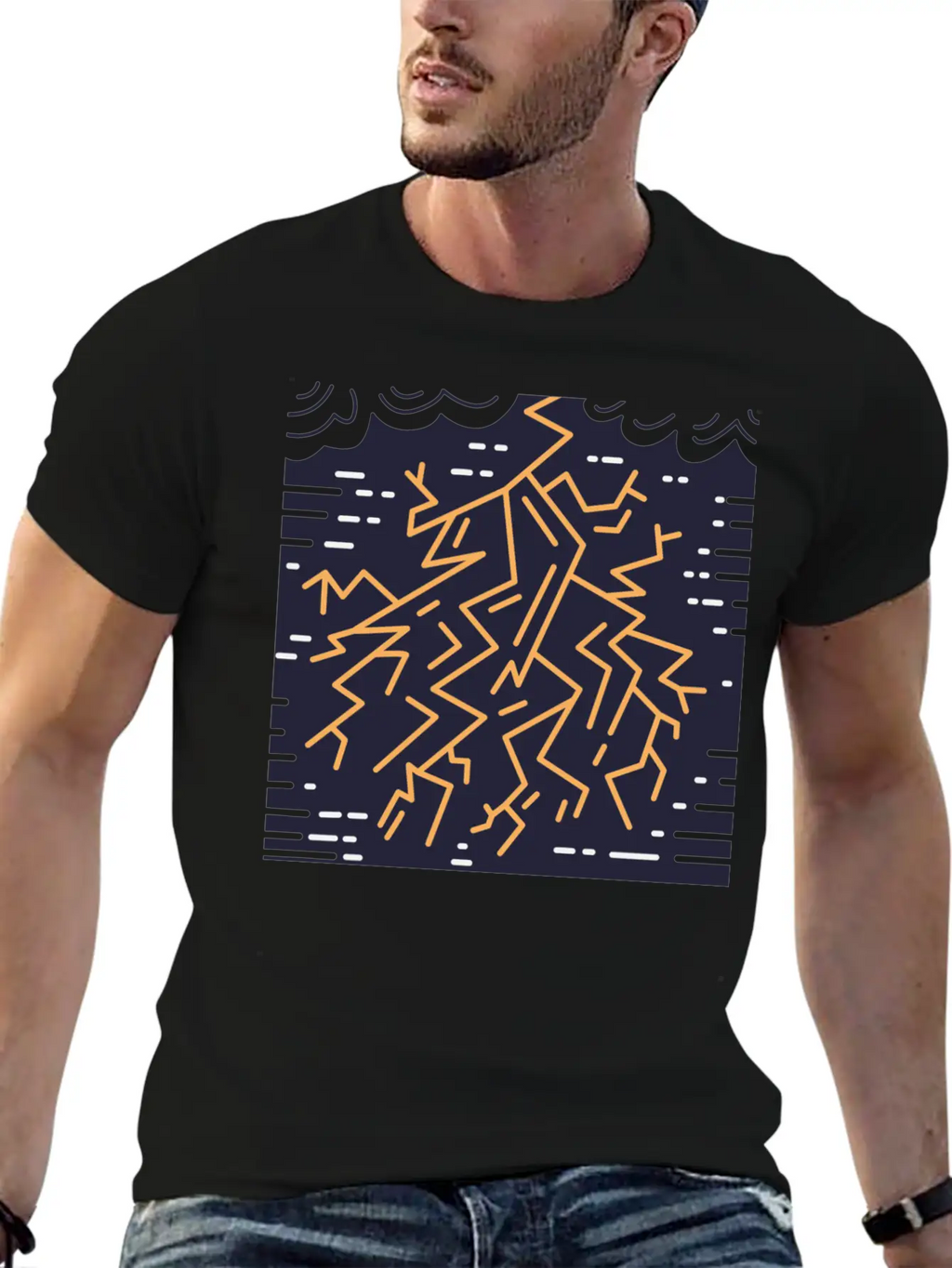 Weather Lightning Storm Breathable Soft Cotton T-Shirt – Timeless Casual Look
