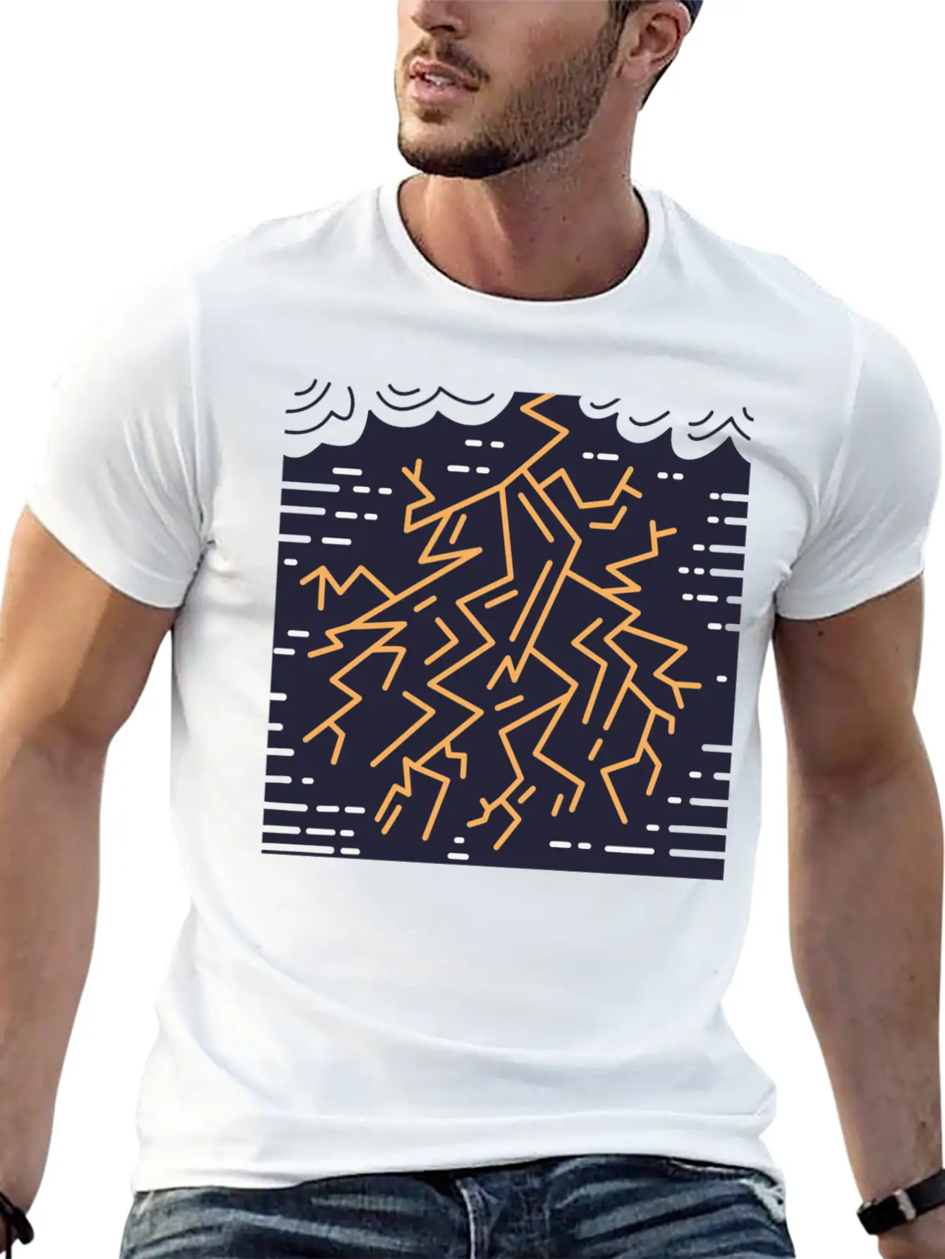 Weather Lightning Storm Breathable Soft Cotton T-Shirt – Timeless Casual Look