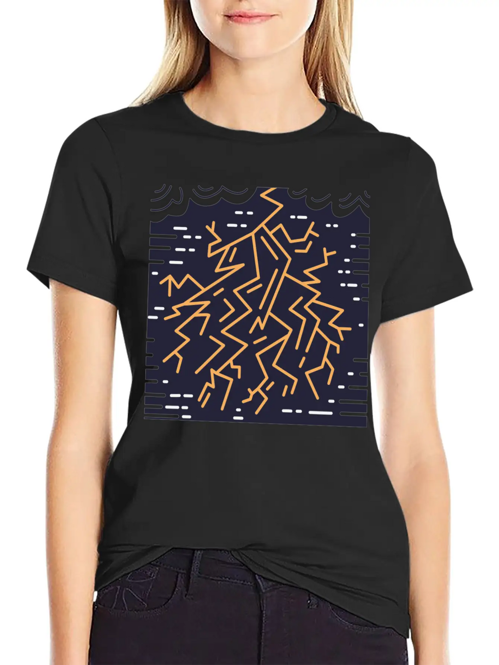 Weather Lightning Storm Breathable Soft Cotton T-Shirt – Timeless Casual Look