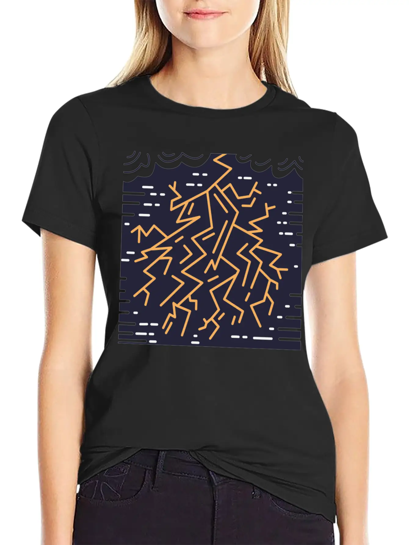 Weather Lightning Storm Breathable Soft Cotton T-Shirt – Timeless Casual Look