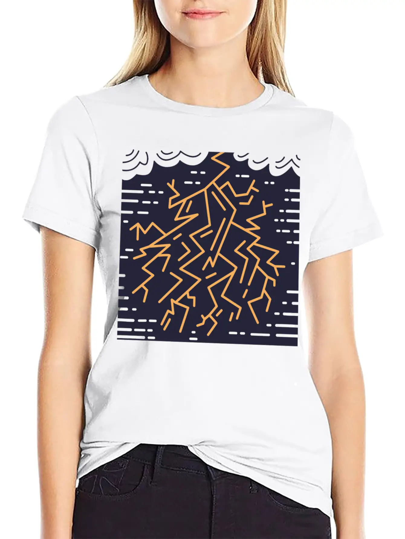 Weather Lightning Storm Breathable Soft Cotton T-Shirt – Timeless Casual Look