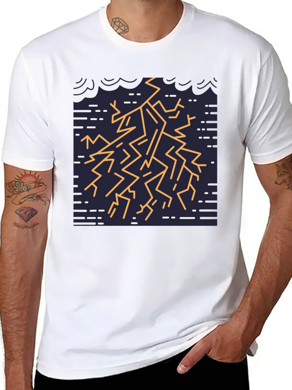 Weather Lightning Storm Breathable Soft Cotton T-Shirt – Timeless Casual Look
