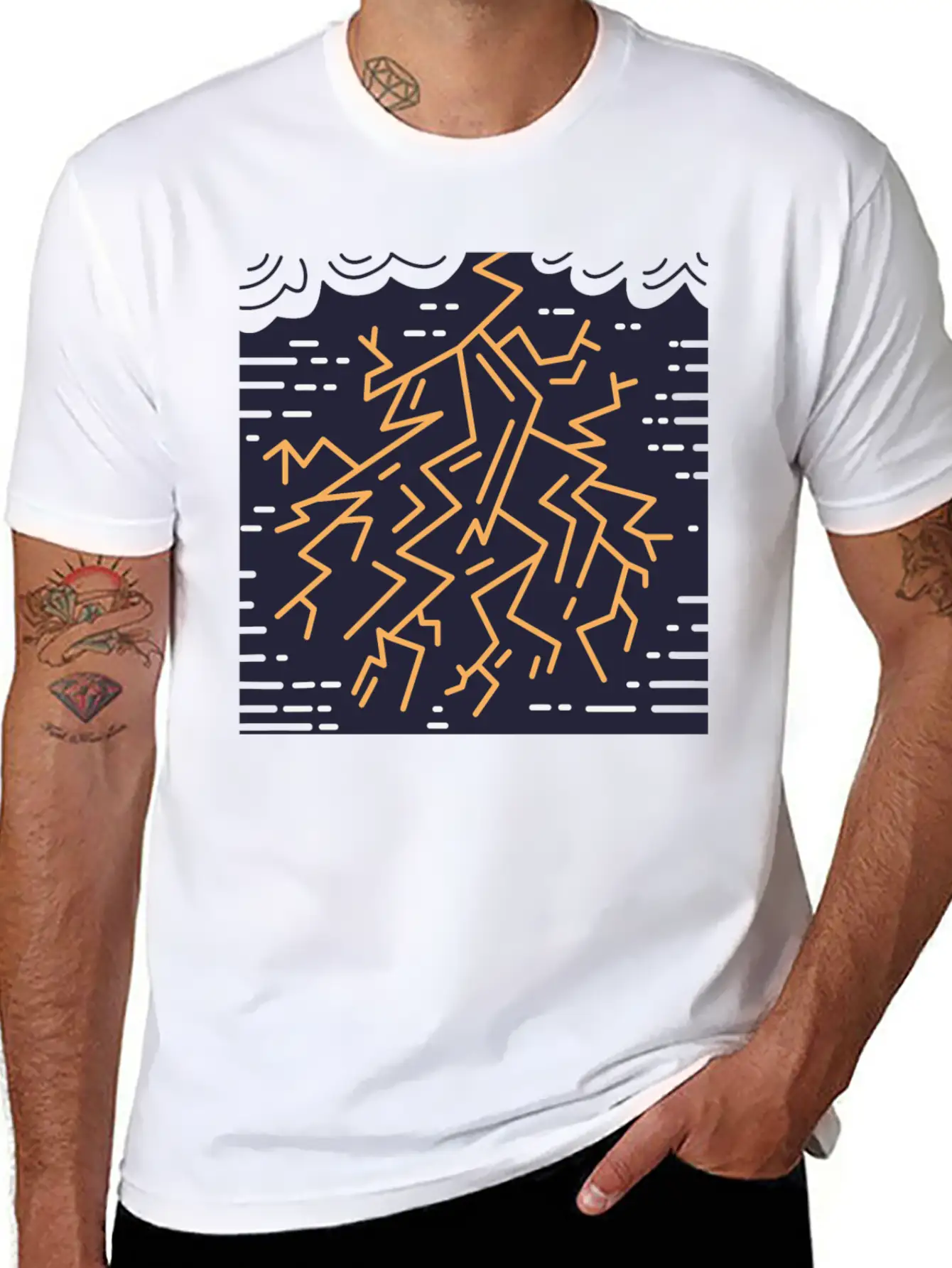 Weather Lightning Storm Breathable Soft Cotton T-Shirt – Timeless Casual Look