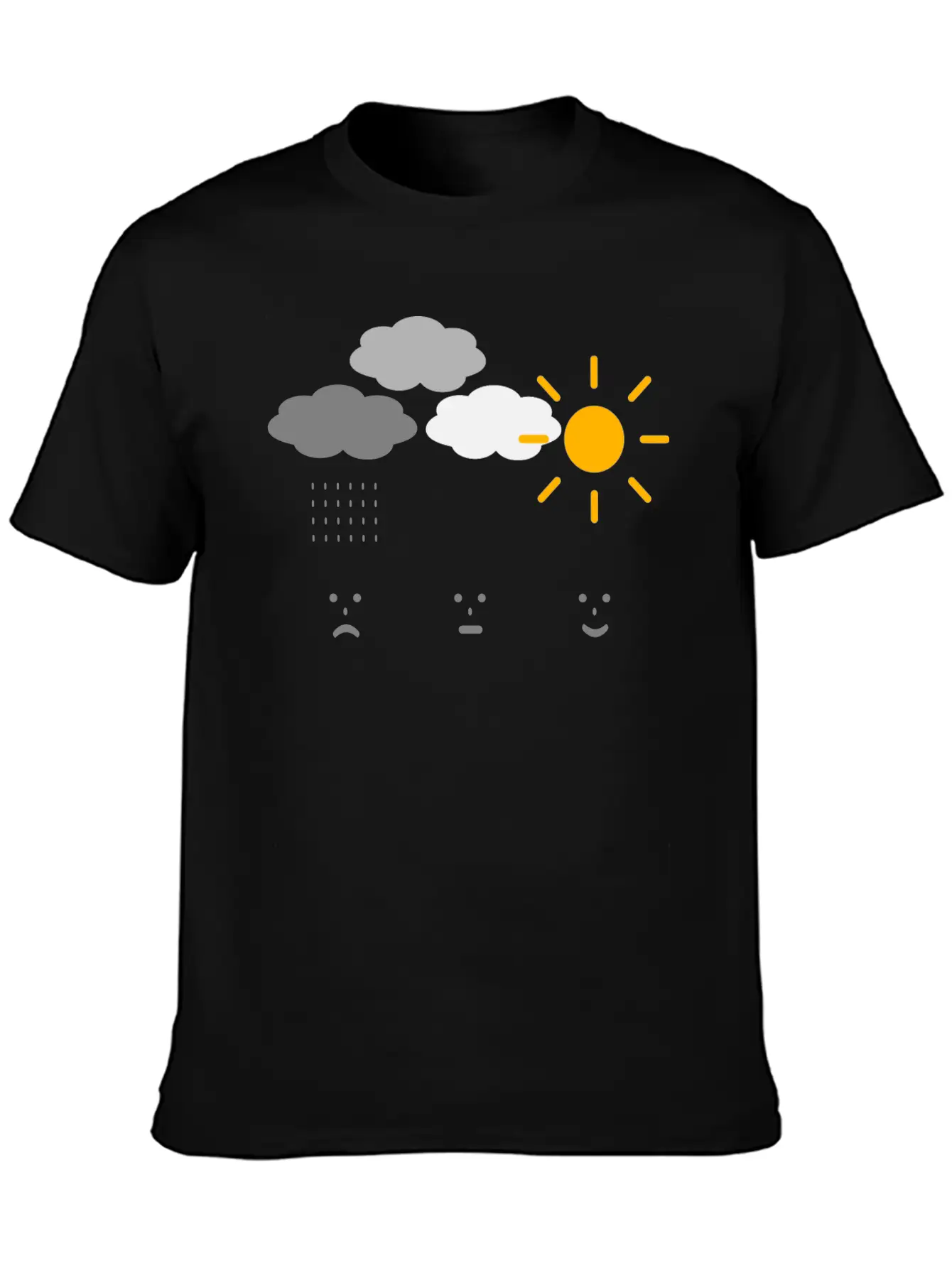Weather Moods Feelings Rain Clouds Sunshine Faces Casual Graphic T-Shirt – Simple And Comfortable Daily Wear