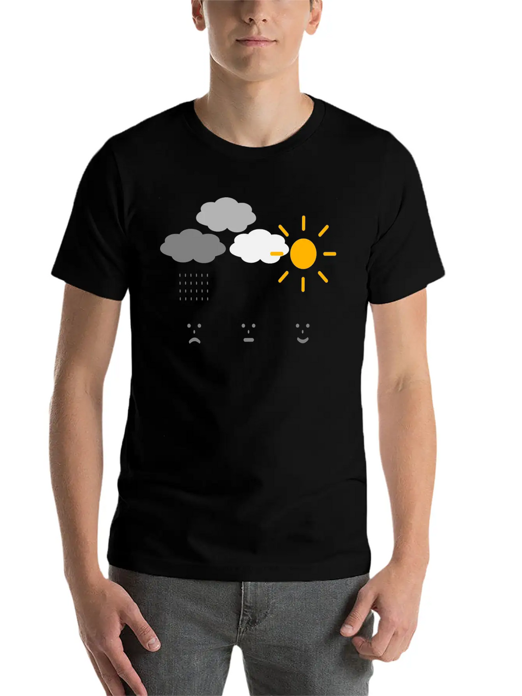 Weather Moods Feelings Rain Clouds Sunshine Faces Casual Graphic T-Shirt – Simple And Comfortable Daily Wear