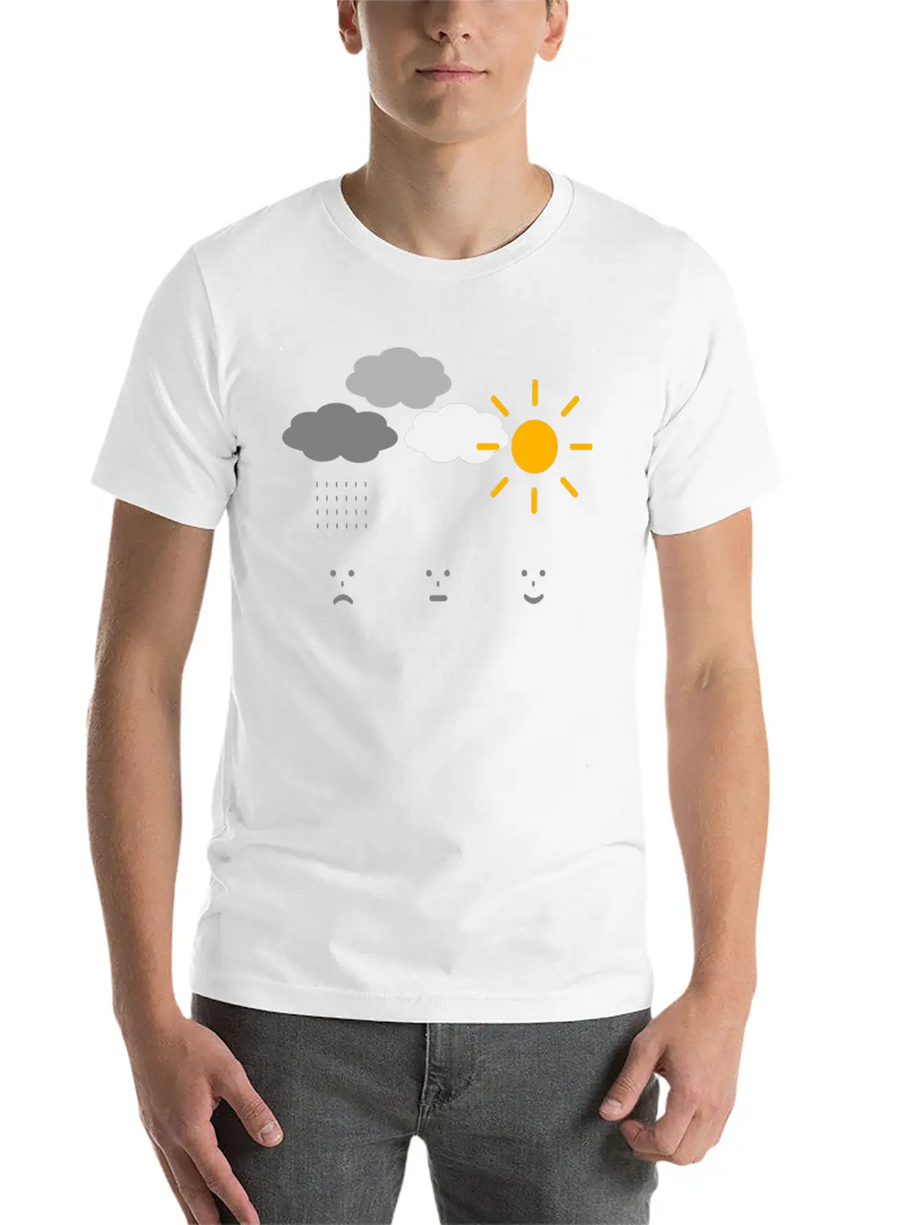 Weather Moods Feelings Rain Clouds Sunshine Faces Casual Graphic T-Shirt – Simple And Comfortable Daily Wear