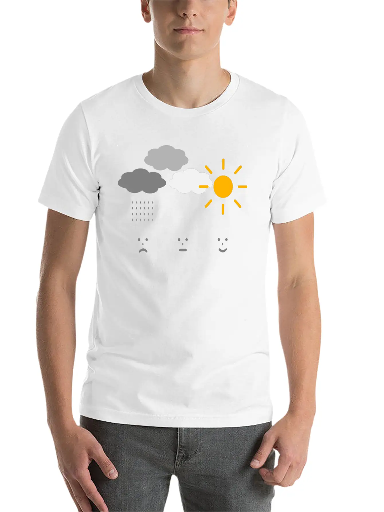Weather Moods Feelings Rain Clouds Sunshine Faces Casual Graphic T-Shirt – Simple And Comfortable Daily Wear