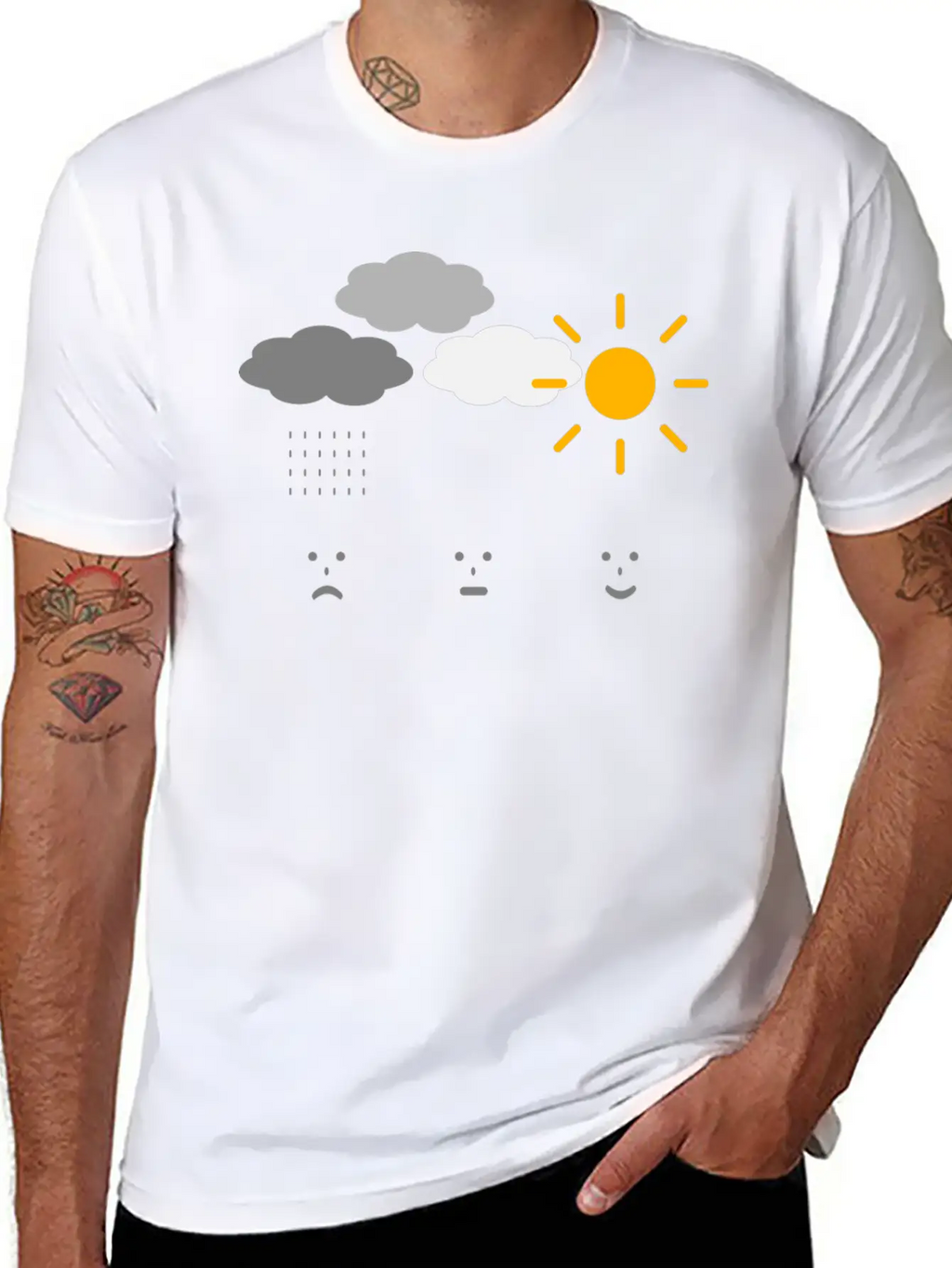 Weather Moods Feelings Rain Clouds Sunshine Faces Casual Graphic T-Shirt – Simple And Comfortable Daily Wear