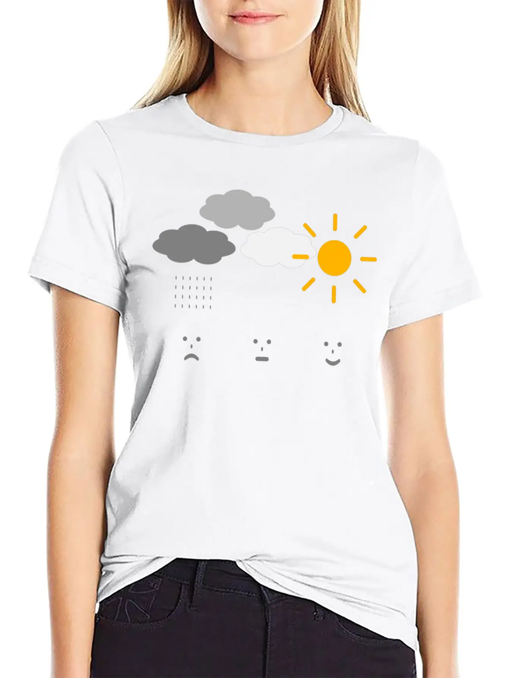 Weather Moods Feelings Rain Clouds Sunshine Faces Casual Graphic T-Shirt – Simple And Comfortable Daily Wear